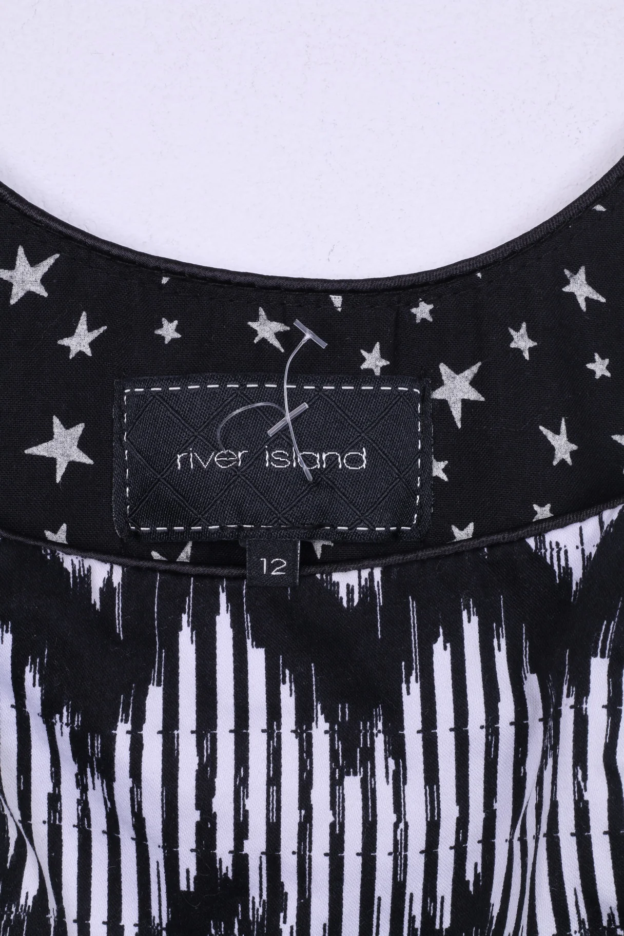 River Island Womens 12 38 S Dress Mini Pencil Peplum Black White Sleeveless Cotton - Image 3