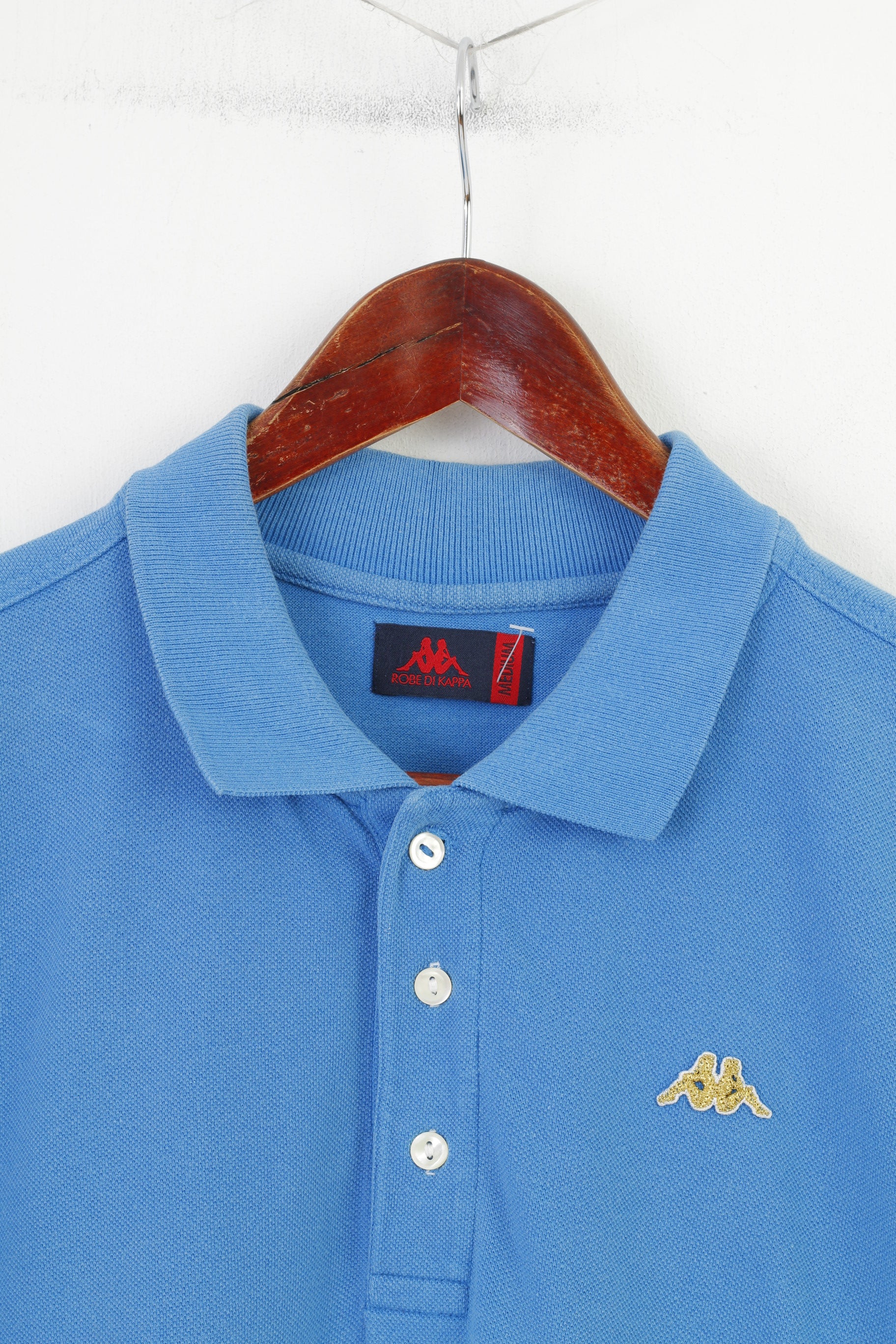Robe Di Kappa Men M Polo Shirt Cotton Blue Gold Logo Short Sleeve Collar Top - Image 2