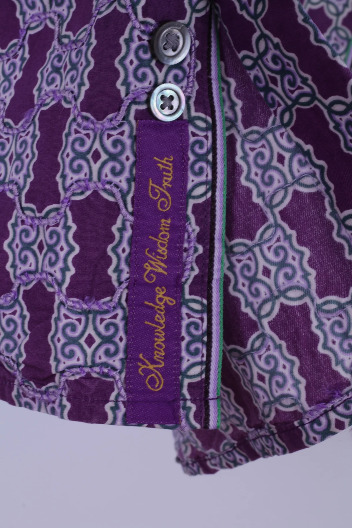 Robert Graham Mens XL Casual Shirt Purple Cotton Trim Silk Long Sleeve Classic Fit - Image 6