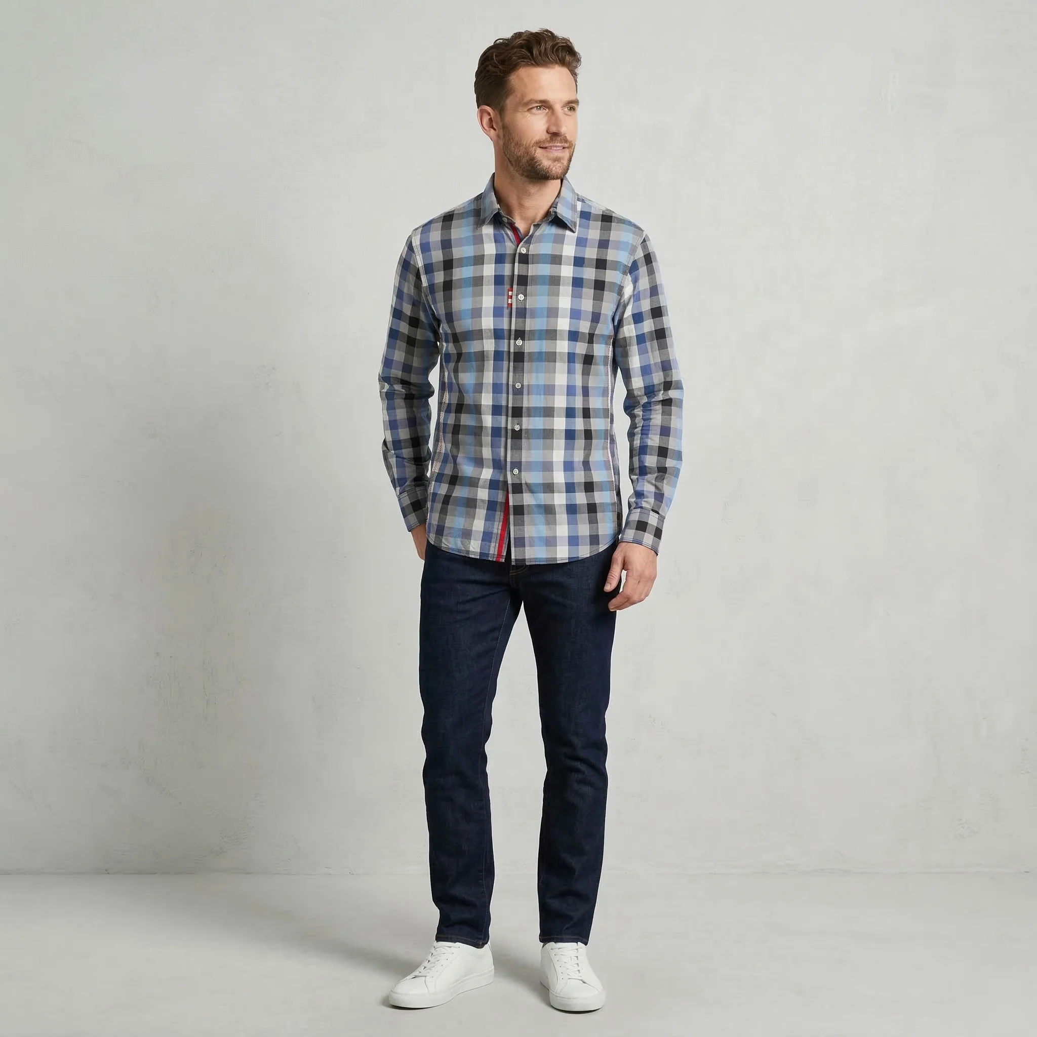Robert Graham The Freshly Laundered Men M Casual Shirt Blue Check Cotton Top