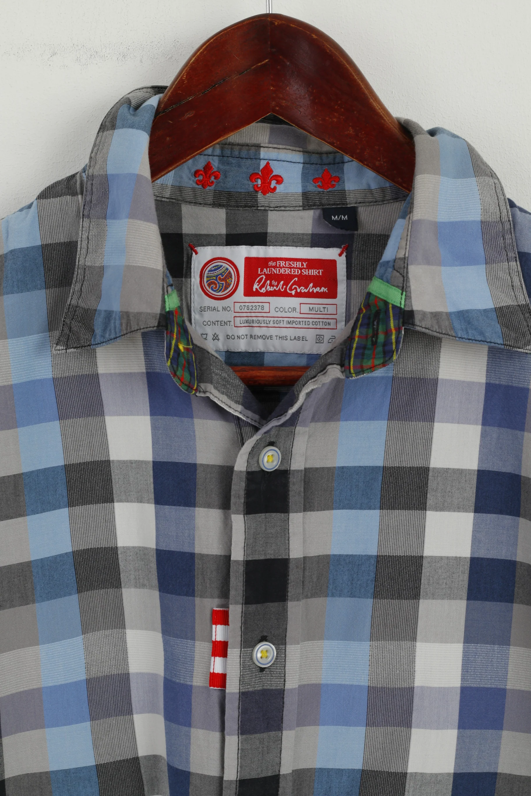 Robert Graham The Freshly Laundered Men M Casual Shirt Blue Check Cotton Top - Image 3