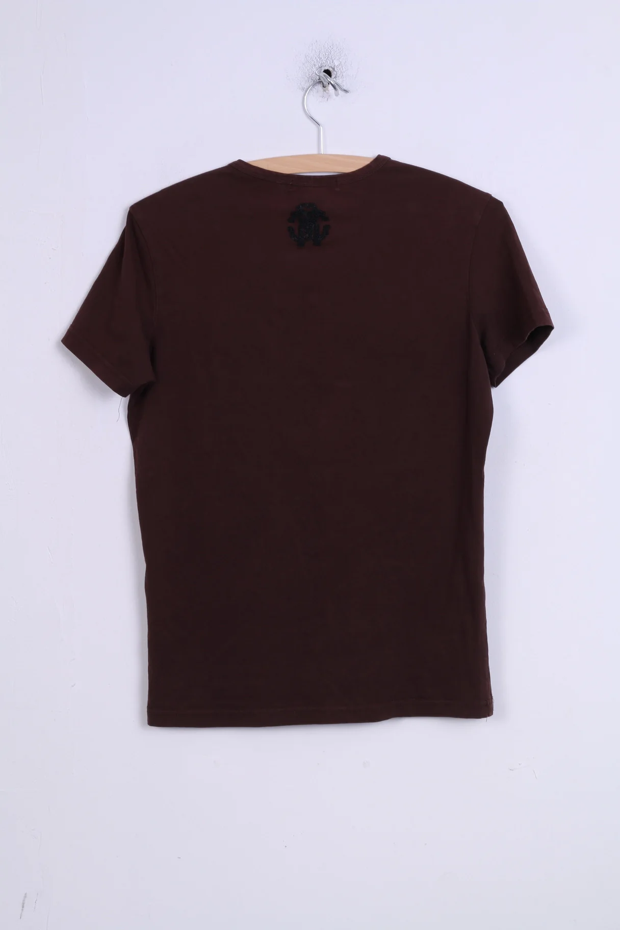 Roberto Cavalli Womens M T-Shirt Brown Cotton Top Beads Scoop Neck - Image 6