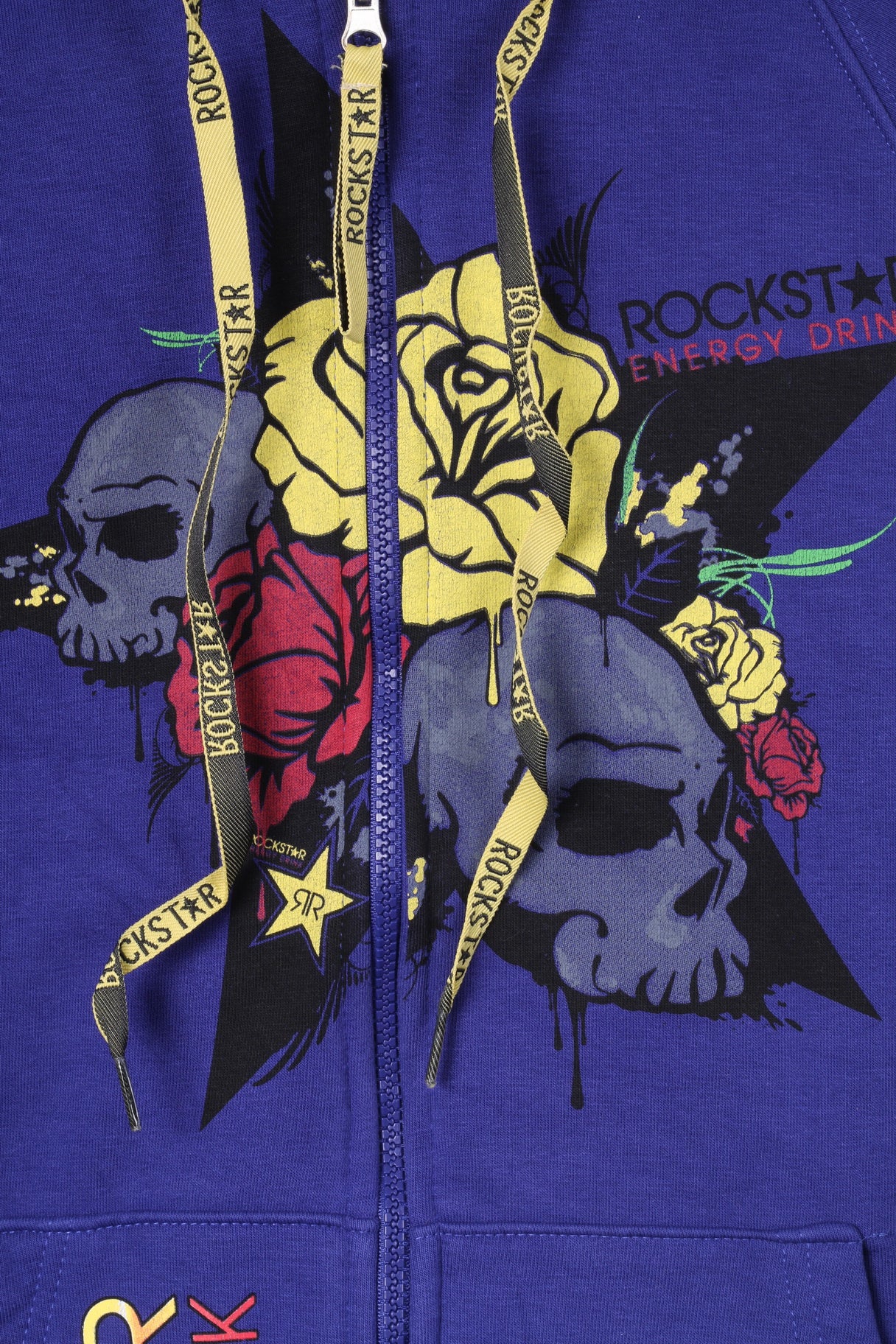 Rockstar Energy Drink Women M Sweatshirt Purple Graphic Hooded Full Zipper Top - Image 3