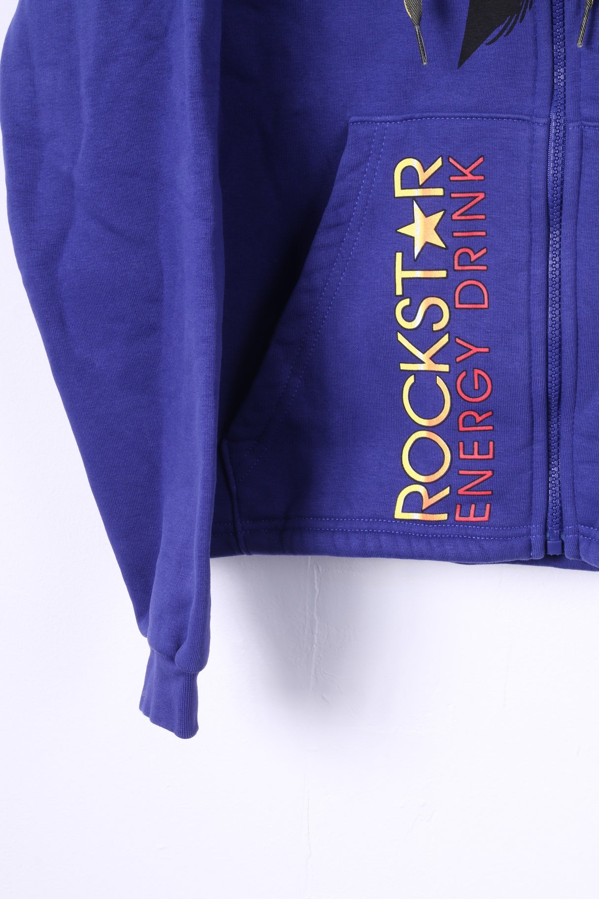 Rockstar Energy Drink Women M Sweatshirt Purple Graphic Hooded Full Zipper Top - Image 4