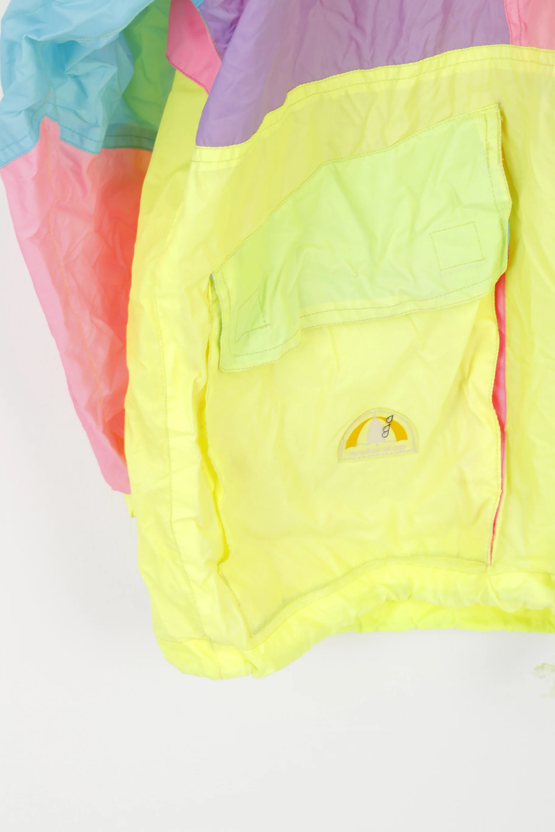 Rodeo by C&A Men 40 M Jacket Vintage Packable Neon Yellow Nylon Waterproof Hidden Hood Top - Image 3