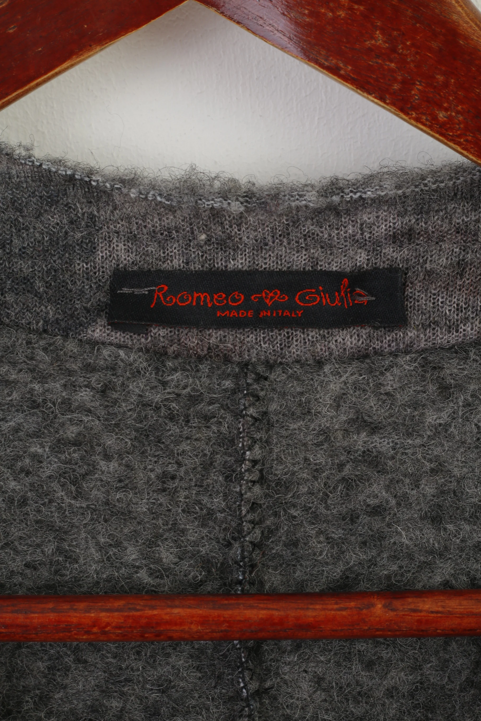 Romeo & Giulia Women M Sweater Gray Wool Cardigan Made in Italy Sequins Top - Image 4