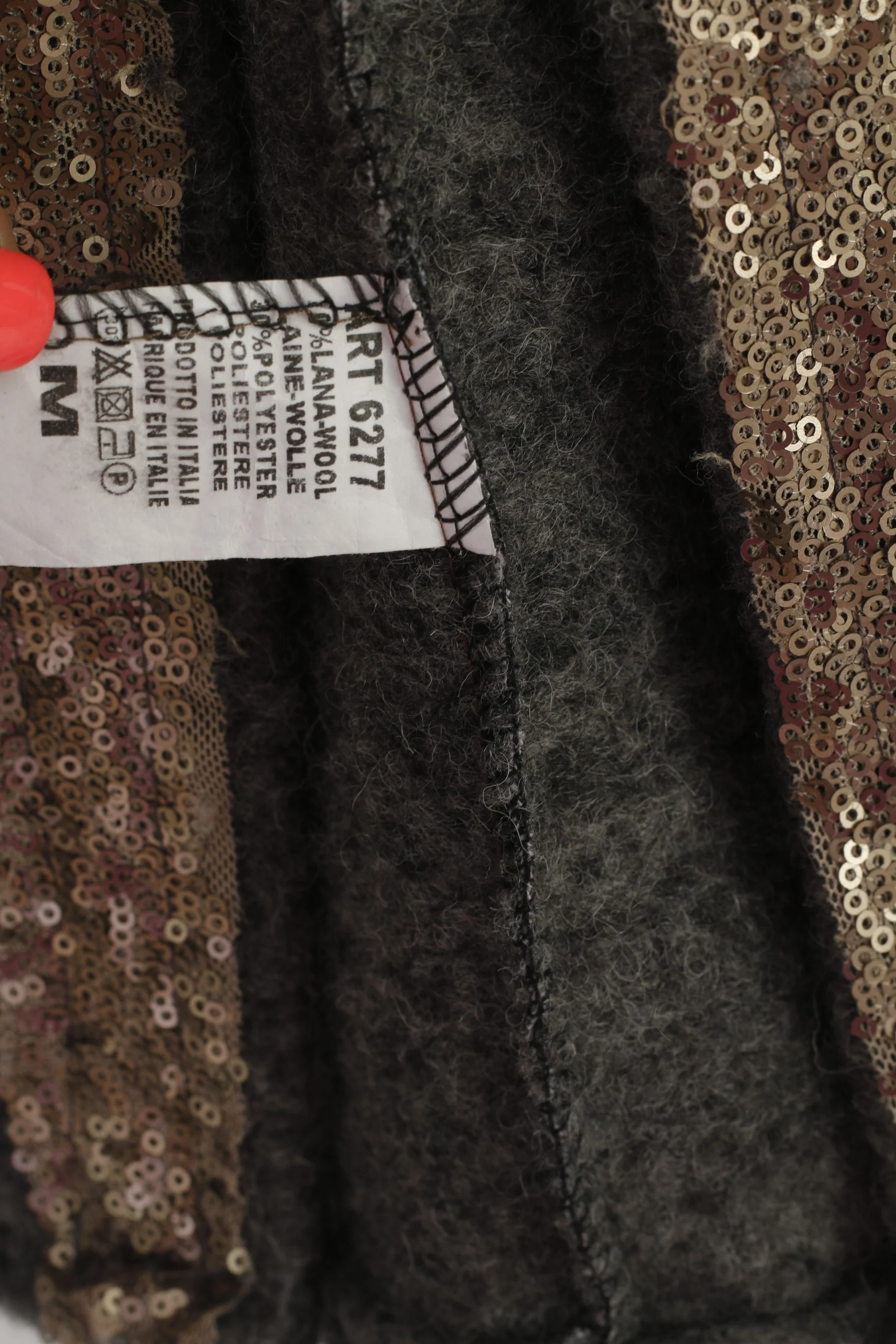 Romeo & Giulia Women M Sweater Gray Wool Cardigan Made in Italy Sequins Top - Image 5