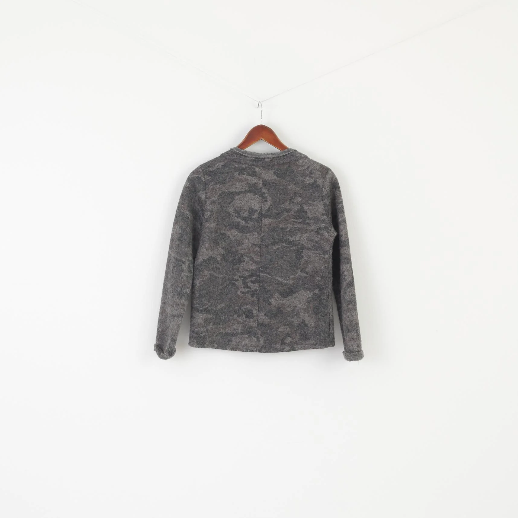 Romeo & Giulia Women M Sweater Gray Wool Cardigan Made in Italy Sequins Top - Image 6
