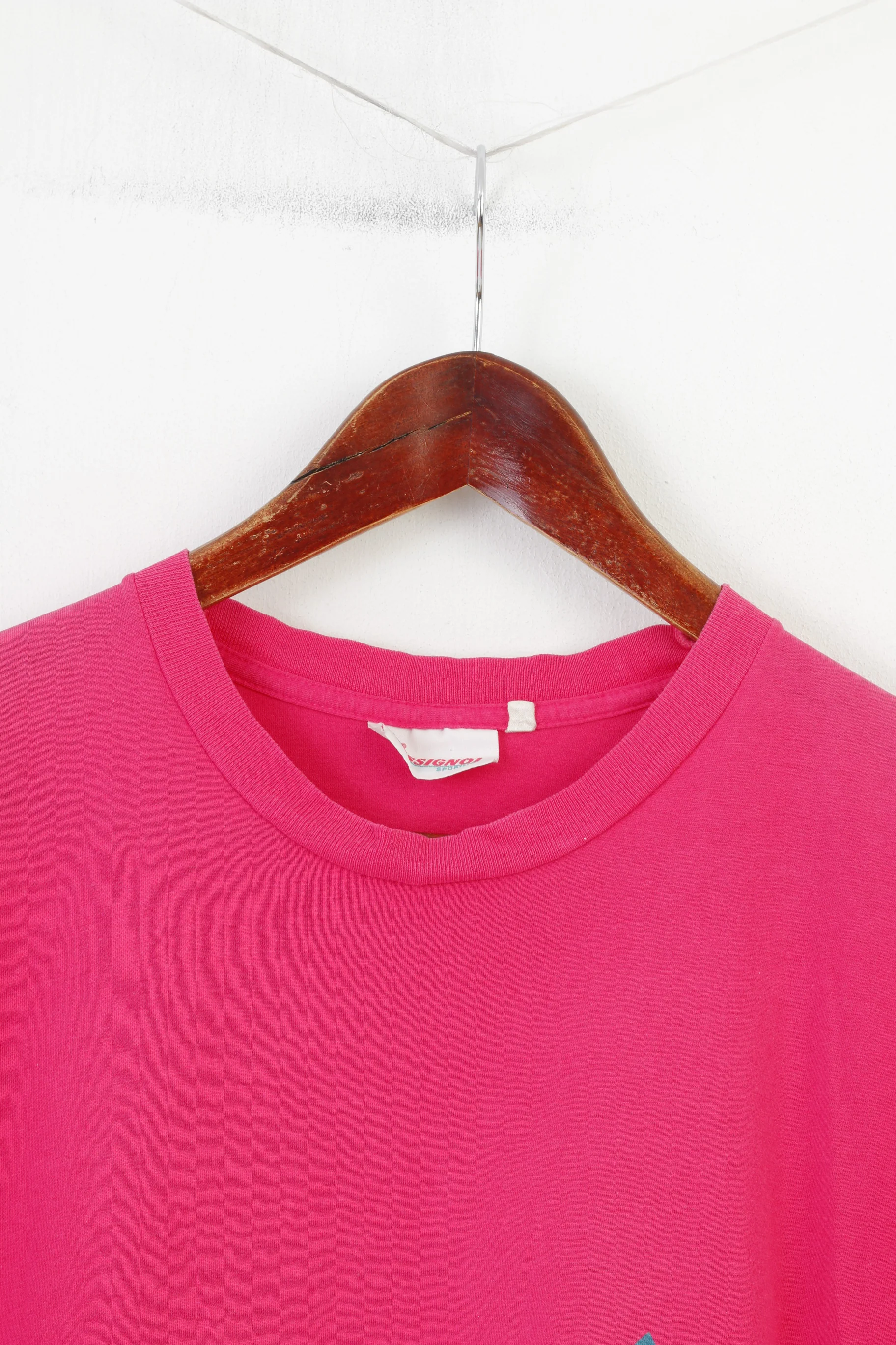 Rossignol Sportline Men S T-Shirt Cotton Pink Slin Fit Sportswear Vintage Top - Image 2