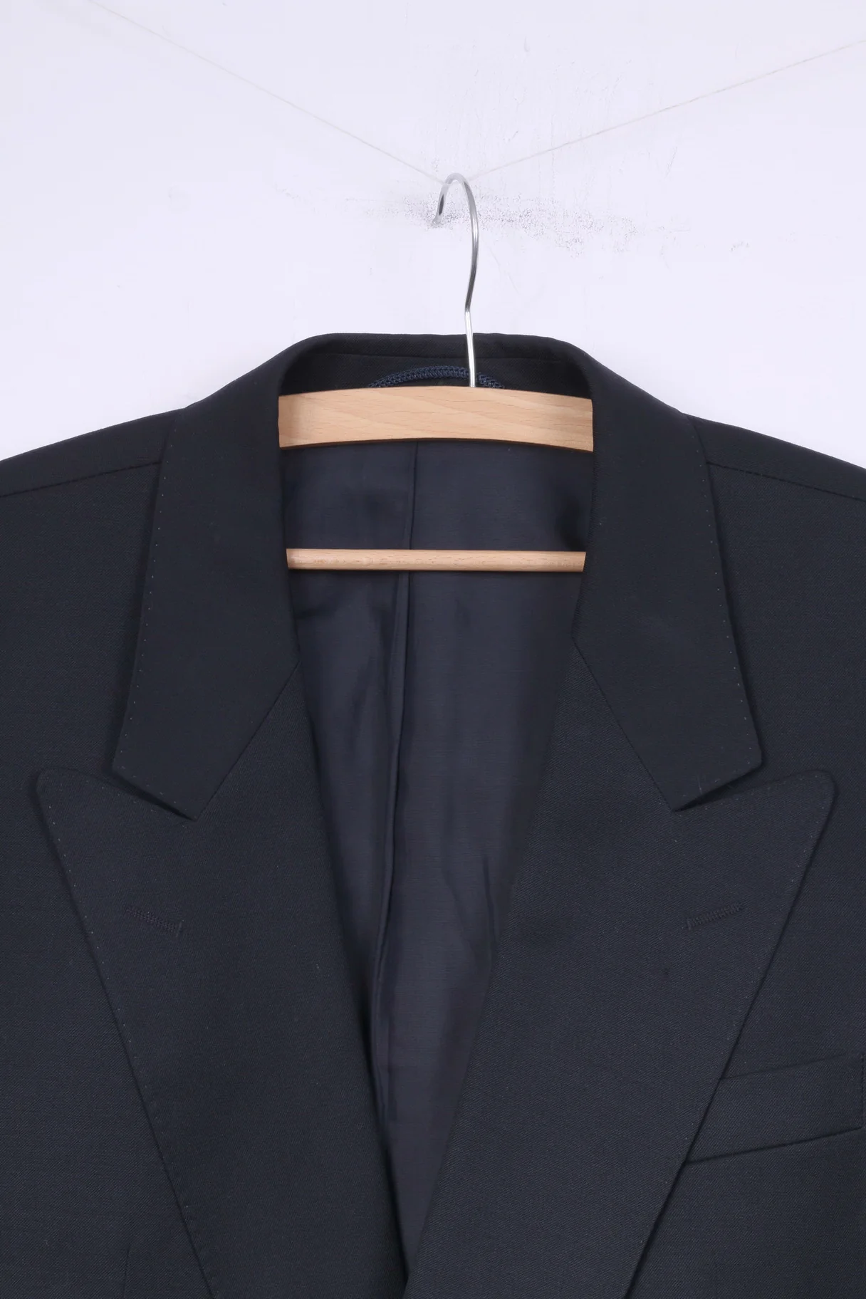 Roy Robson Mens 42 M Blazer Wool Blend Black Double Breasted Jacket - Image 2