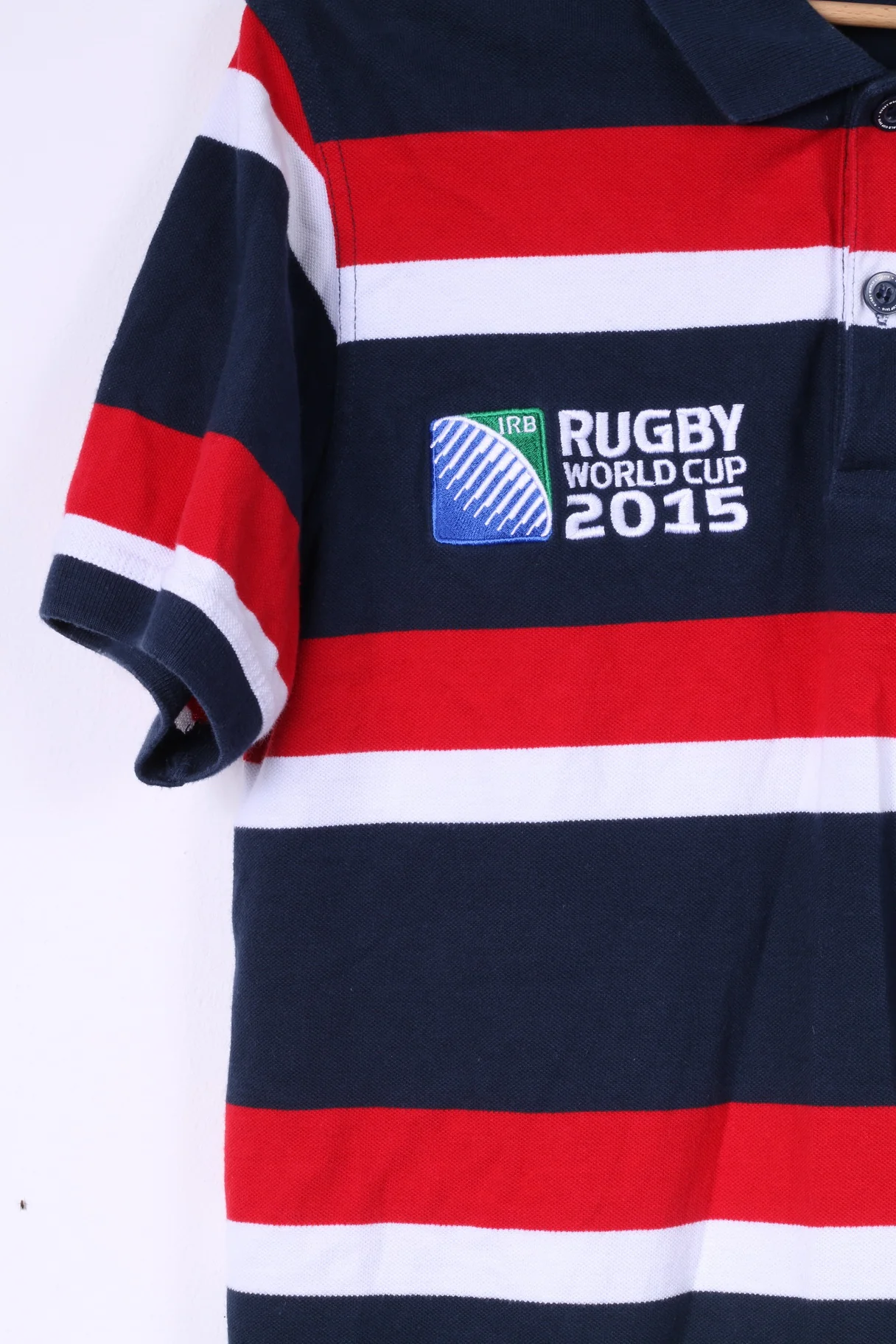 Rugby World Cup 2015 England Rugby Mens M (S) Polo Shirt Striped Cotton Top - Image 3