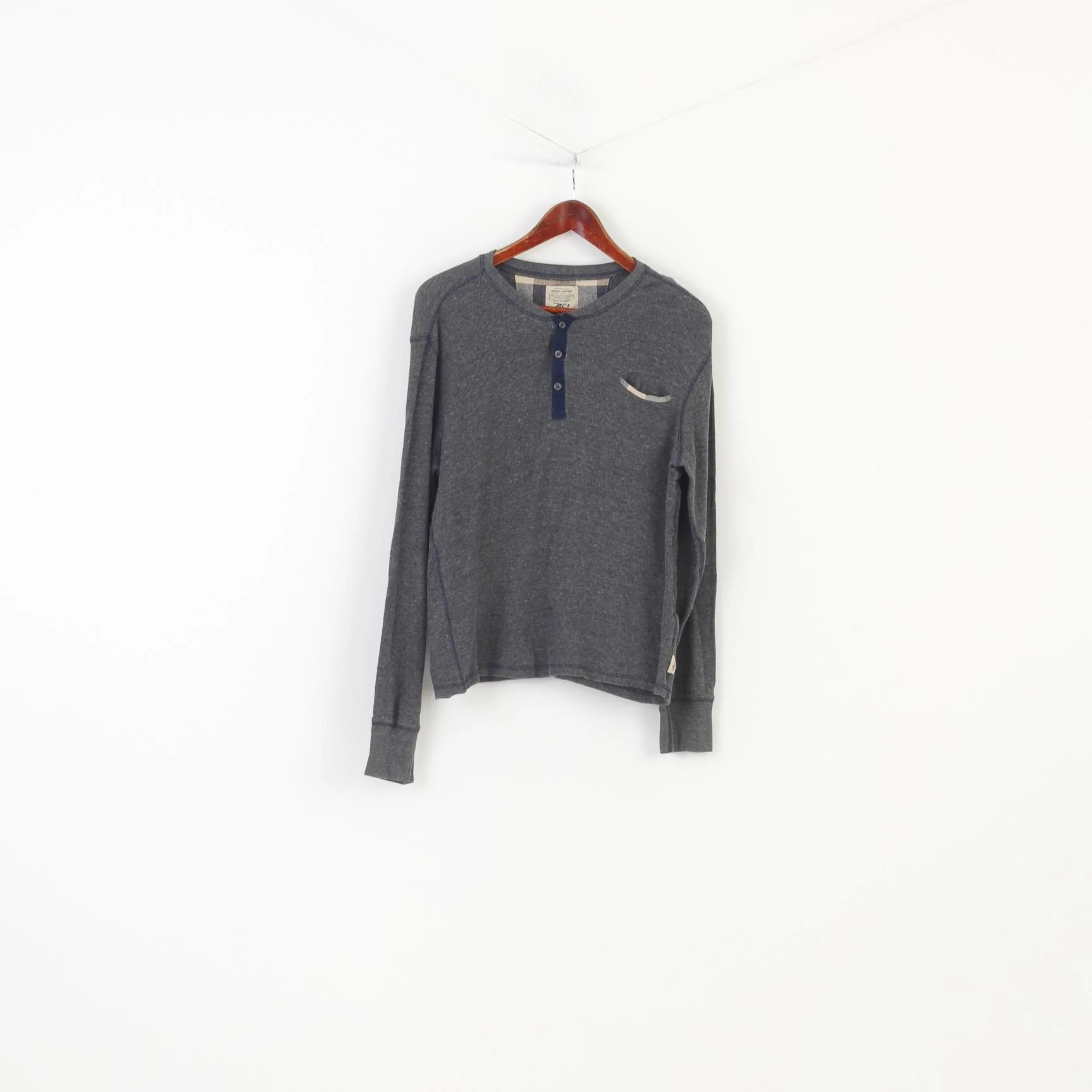 Rugged & Refined Men L Longsleeve Navy Authentic Cotton Vintage Stretch Top