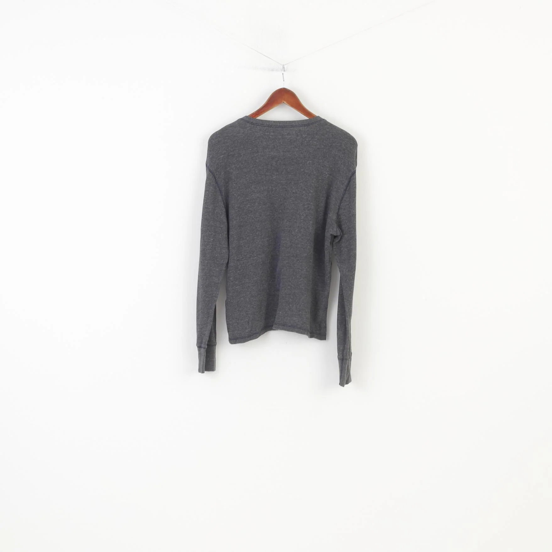 Rugged & Refined Men L Longsleeve Navy Authentic Cotton Vintage Stretch Top - Image 6