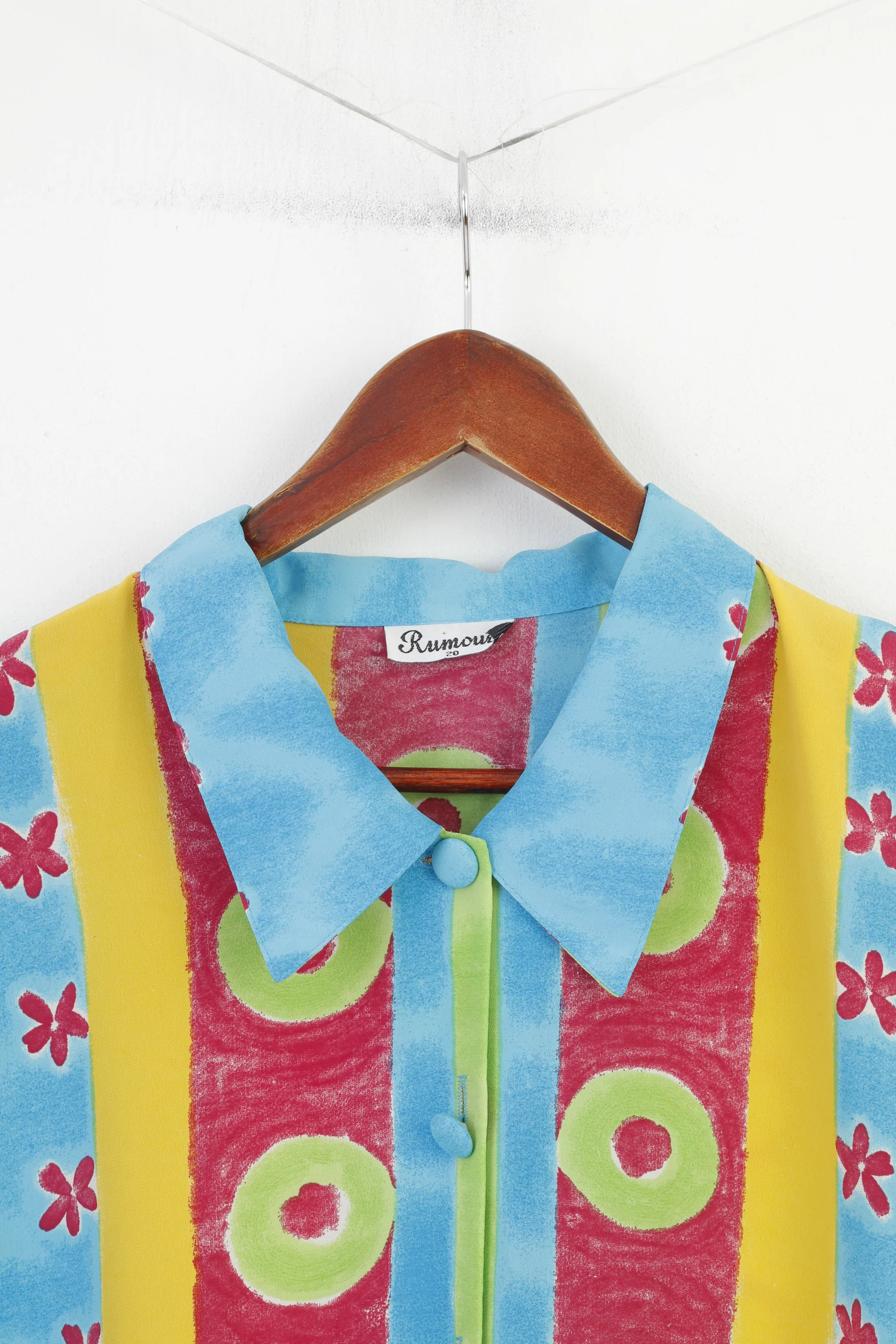 Rumours Women 20 2XL Casual Shirt Multi Short Sleeve Vintage Flowers Collar Bottoms Top - Image 2