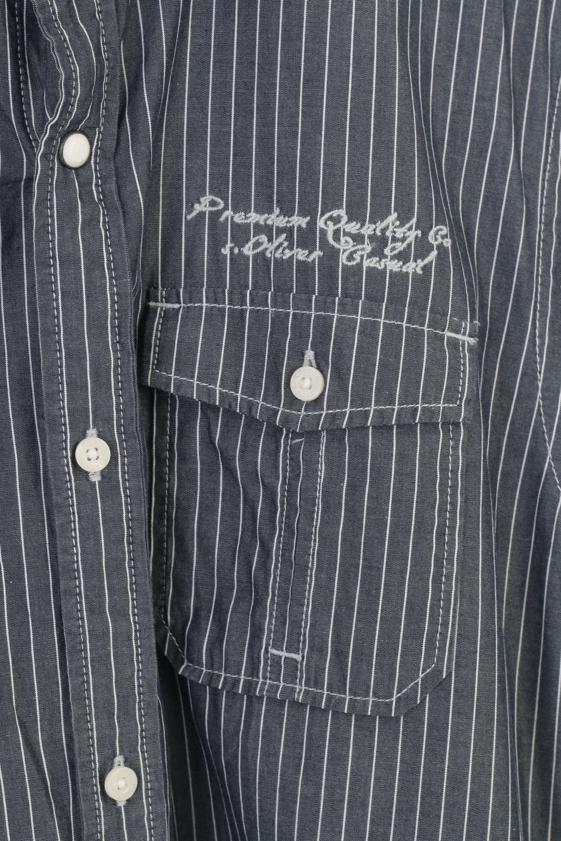 S.Oliver Men M Casual Shirt Striped Slim Fit Grey Cotton Long Sleeve Classic Top - Image 5