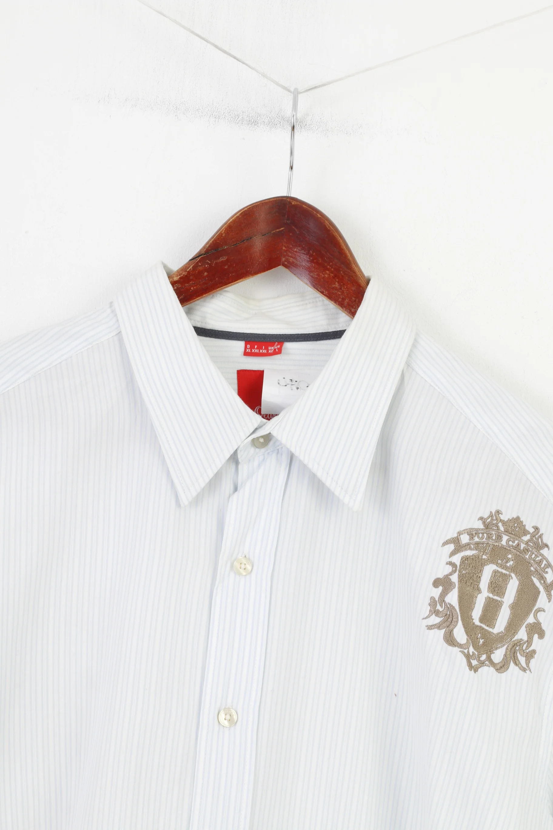 S.Oliver Men XL Casual Shirt Striped Cotton White Long Sleeve Collar Classic Fit Top - Image 2