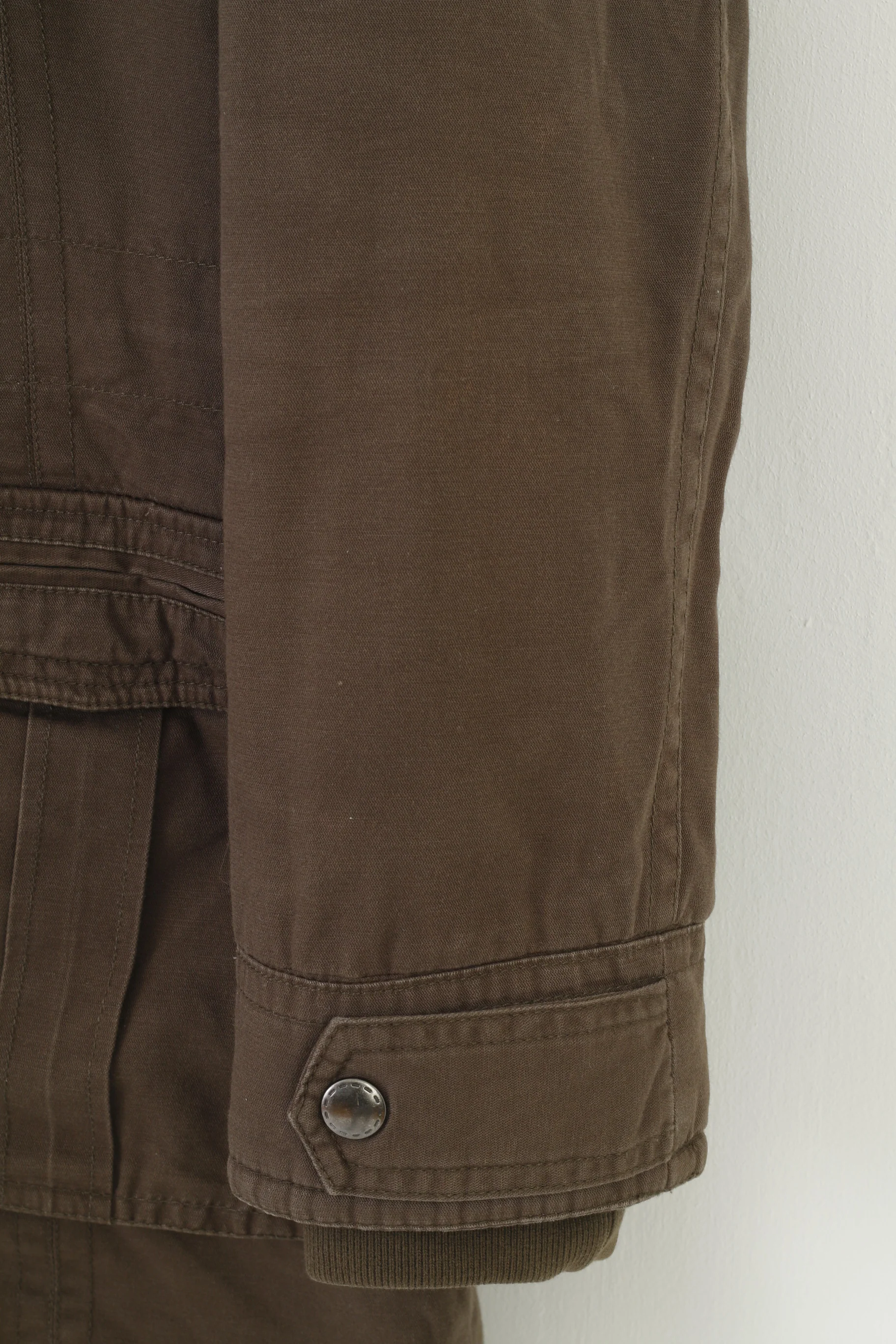 S.Oliver Woman M Jacket Khaki Padded Hood Vintage Cotton Pockets Full Zipper  Top - Image 4