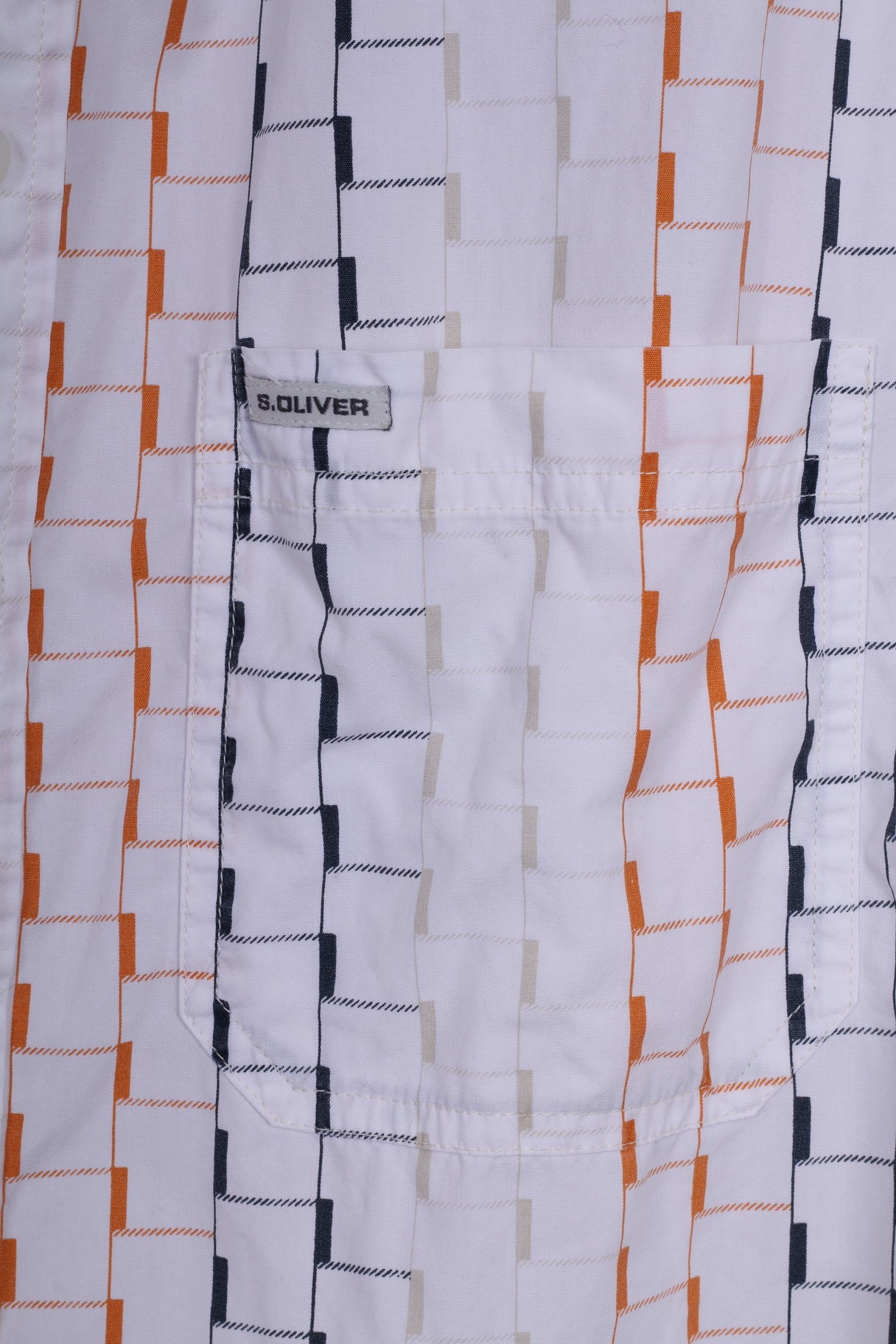 S.Oliver Mens M Casual Shirt Graphic White Long Sleeve Cotton - Image 4