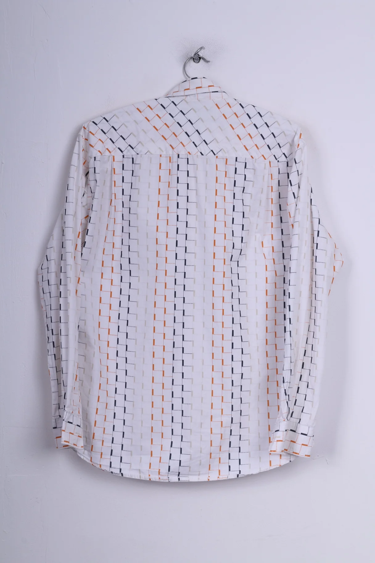 S.Oliver Mens M Casual Shirt Graphic White Long Sleeve Cotton - Image 7