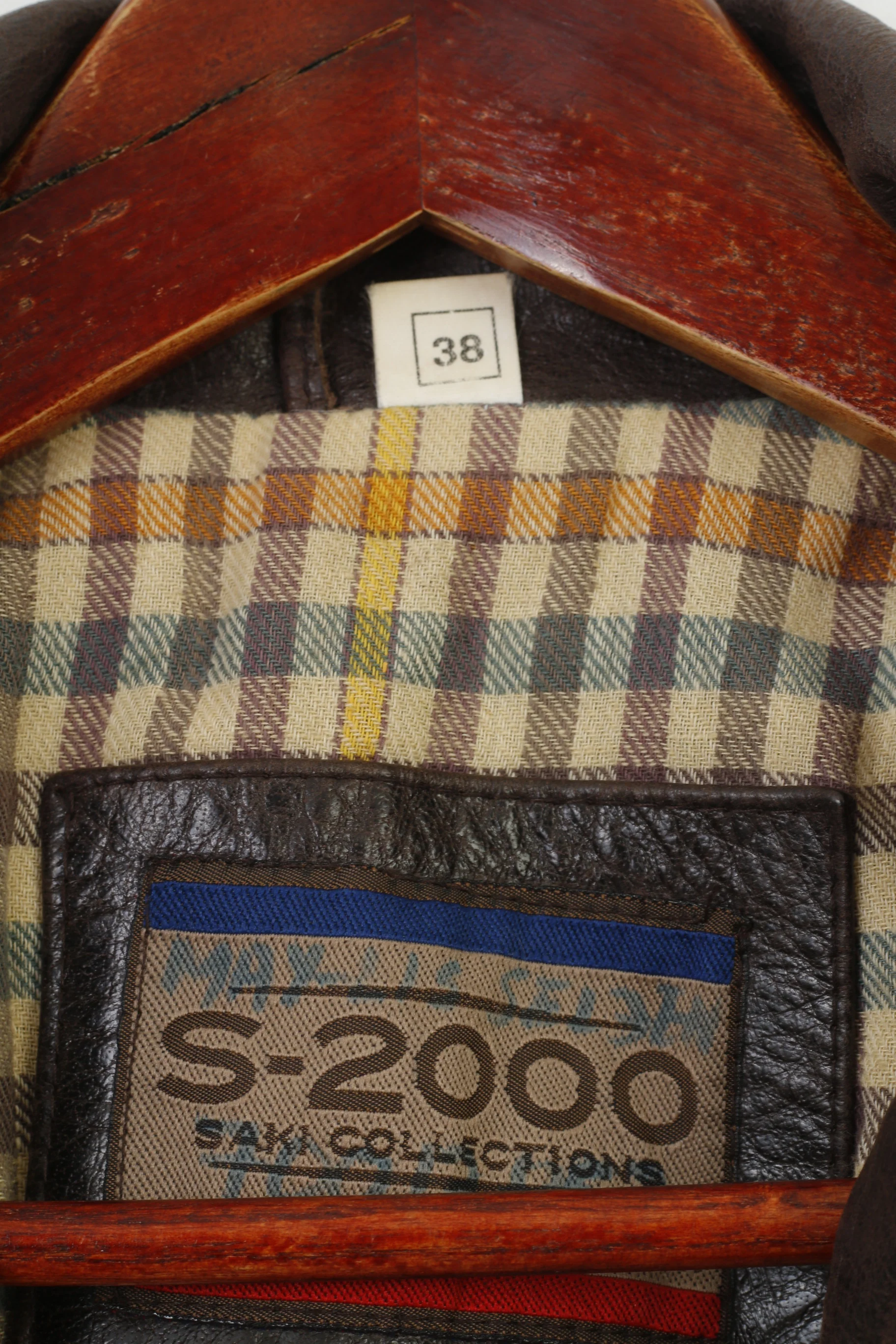 Saki Woman 38 M Leather Jacket Dark Brown Collar Full Zipper Pockets Vintage Belt Top - Image 5