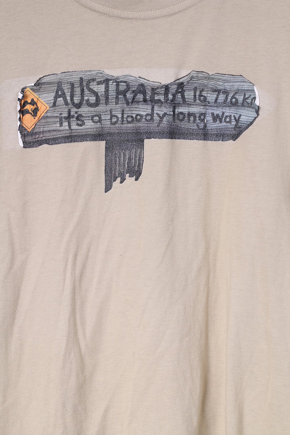 Samsousan Men M T- Shirt Graphic Australia Way Beige Cotton Top - Image 3