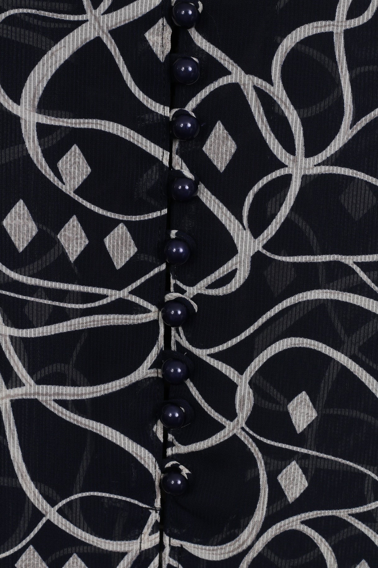 Sat Suma London Womens 16 XL Medium Dress Printed Navy Transparent Long Sleeve - Image 3