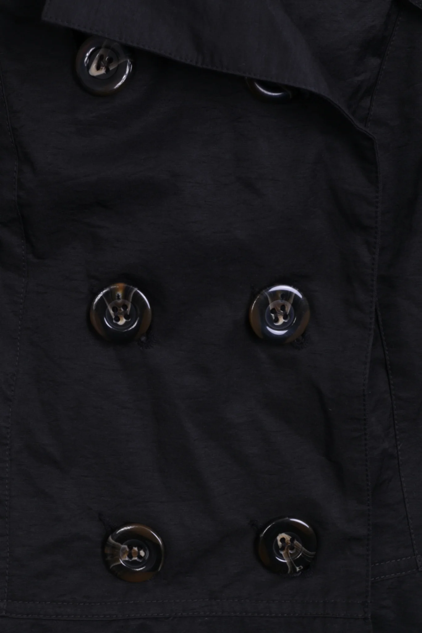 SAVIDA Womens 38 M Coat Trench Double Breasted Black Cotton Nylon - Image 2