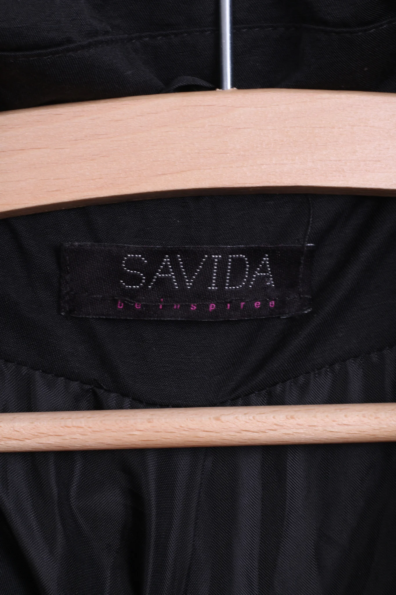 SAVIDA Womens 38 M Coat Trench Double Breasted Black Cotton Nylon - Image 4