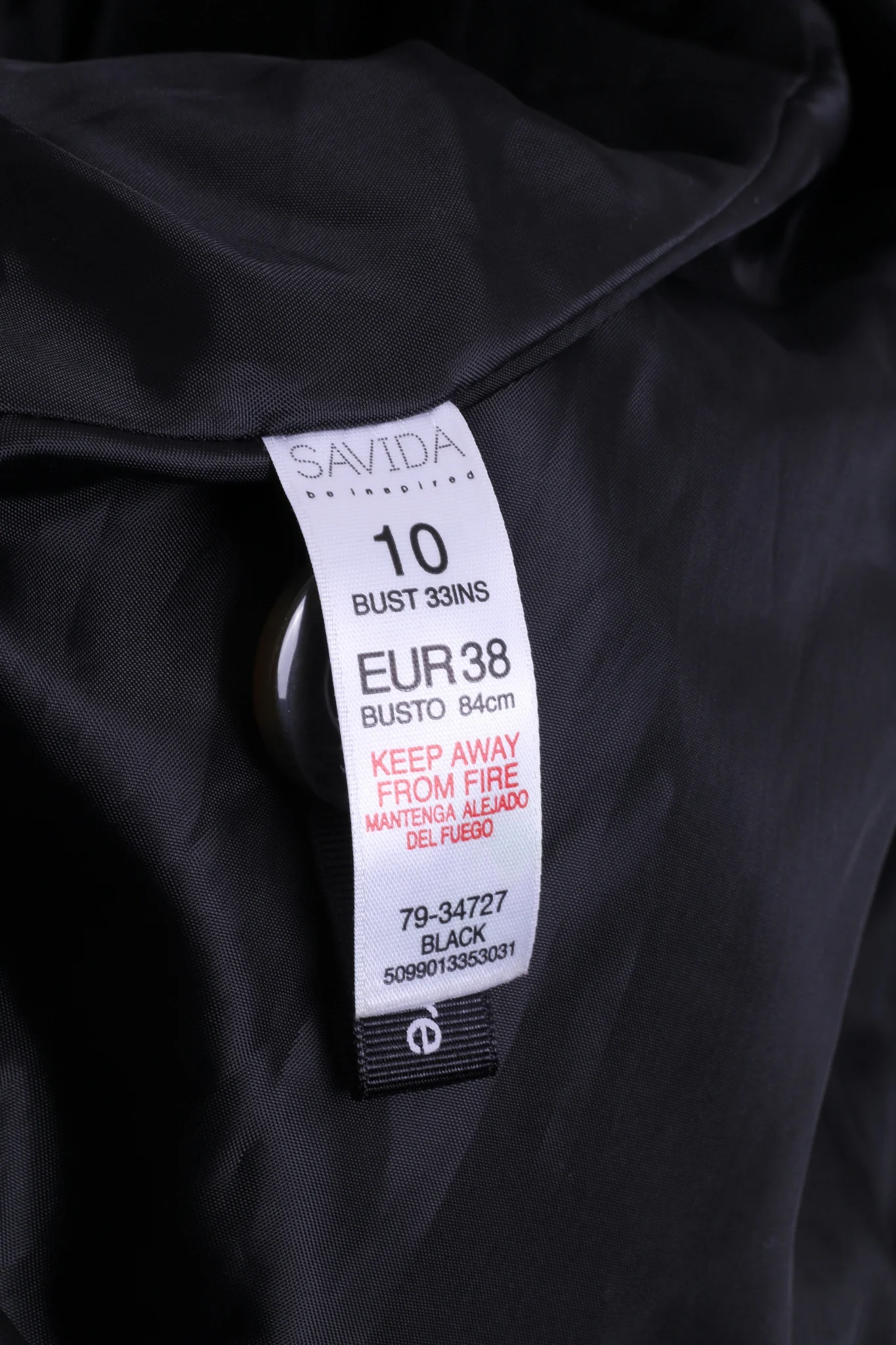 SAVIDA Womens 38 M Coat Trench Double Breasted Black Cotton Nylon - Image 5