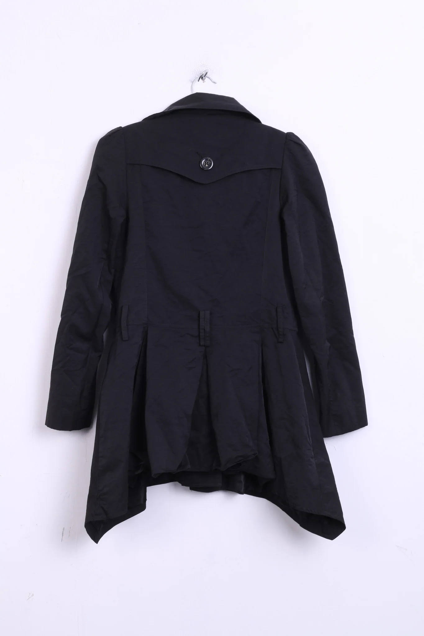 SAVIDA Womens 38 M Coat Trench Double Breasted Black Cotton Nylon - Image 6
