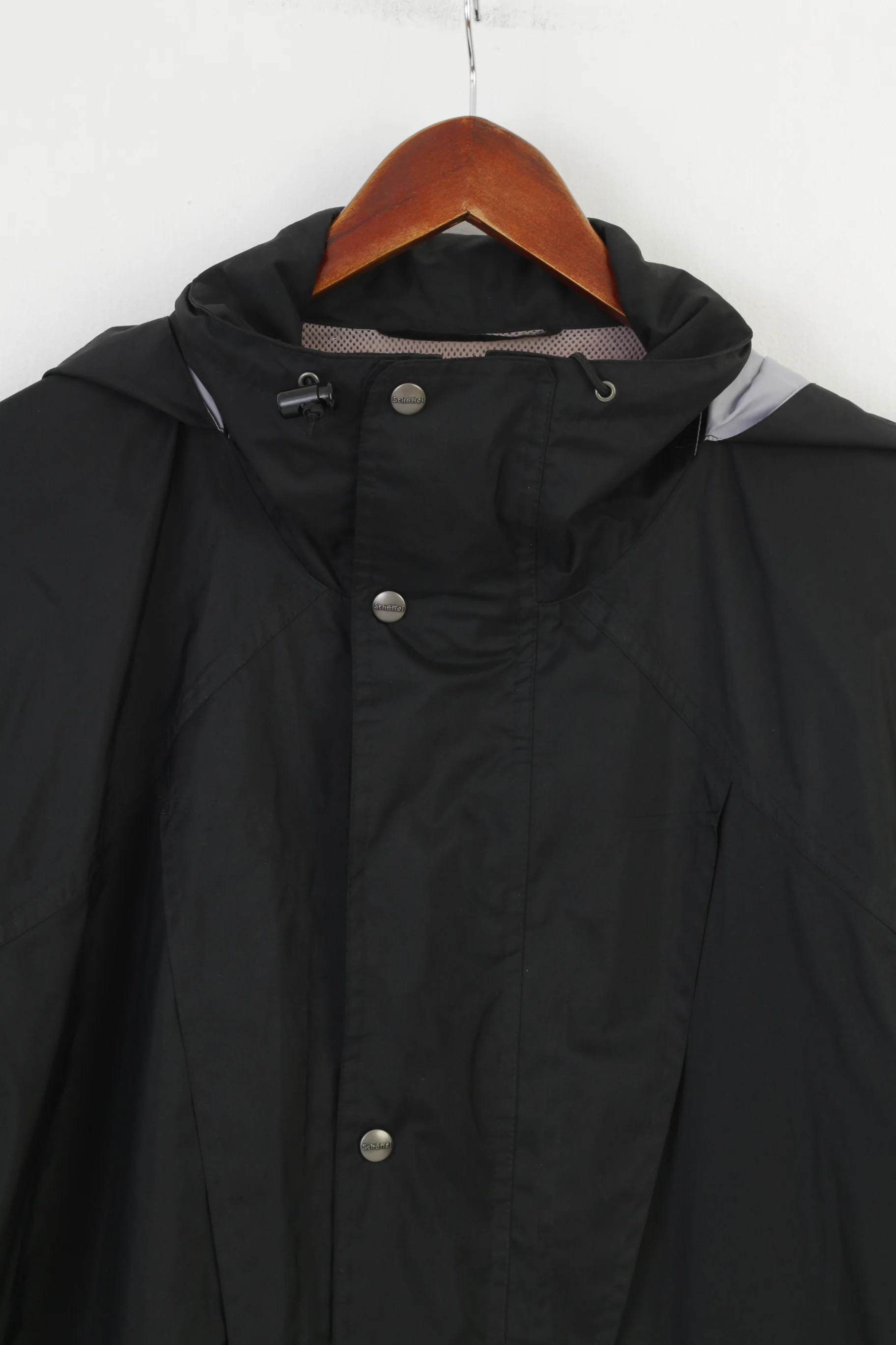 Schoffel Men XL Jacket Black Retractable Hood Full Double Zipper Pockets Top - Image 2