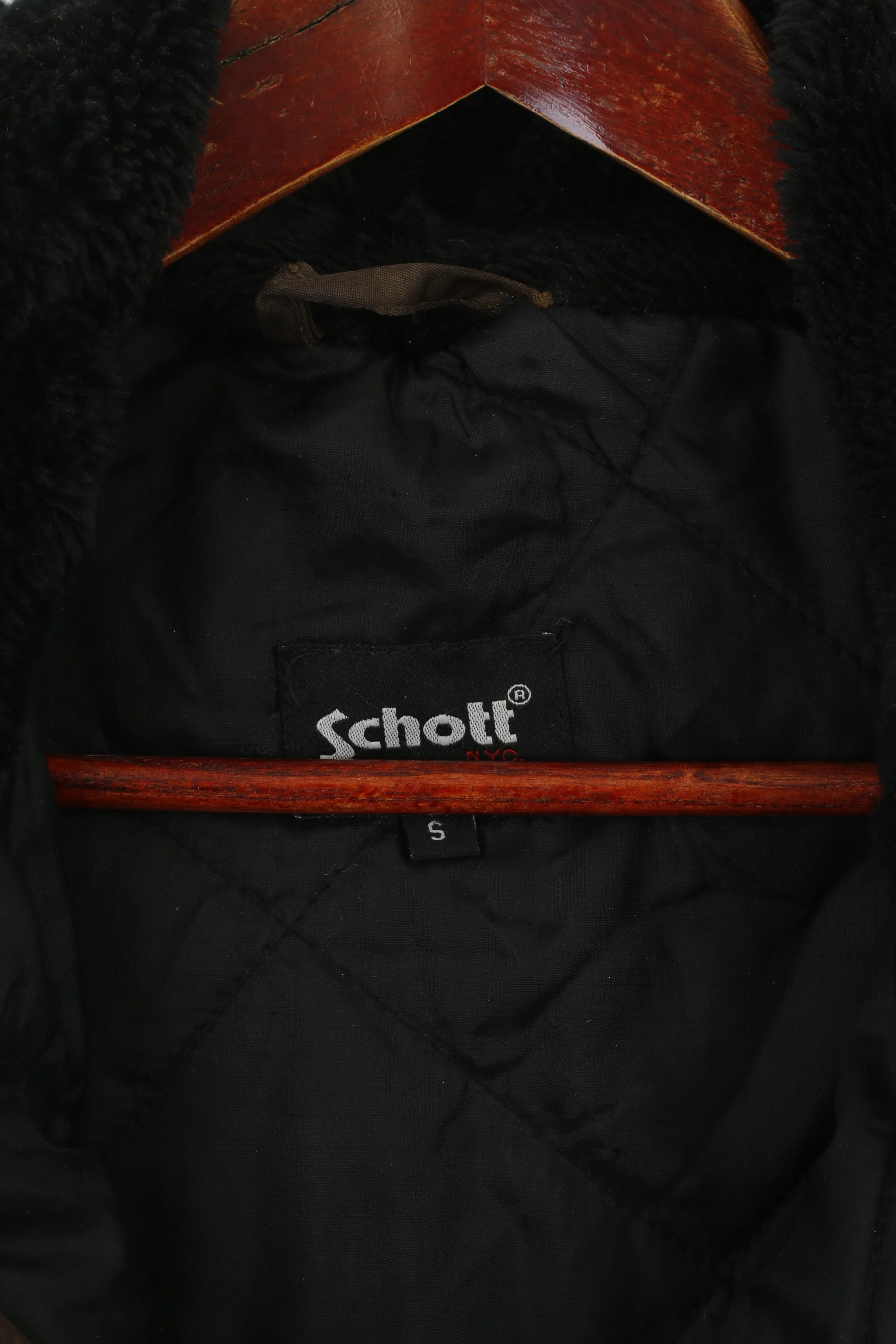 Schott Men S Bomber Jacket Brown Shiny Padded Hood Nylon Waterproof Top - Image 6