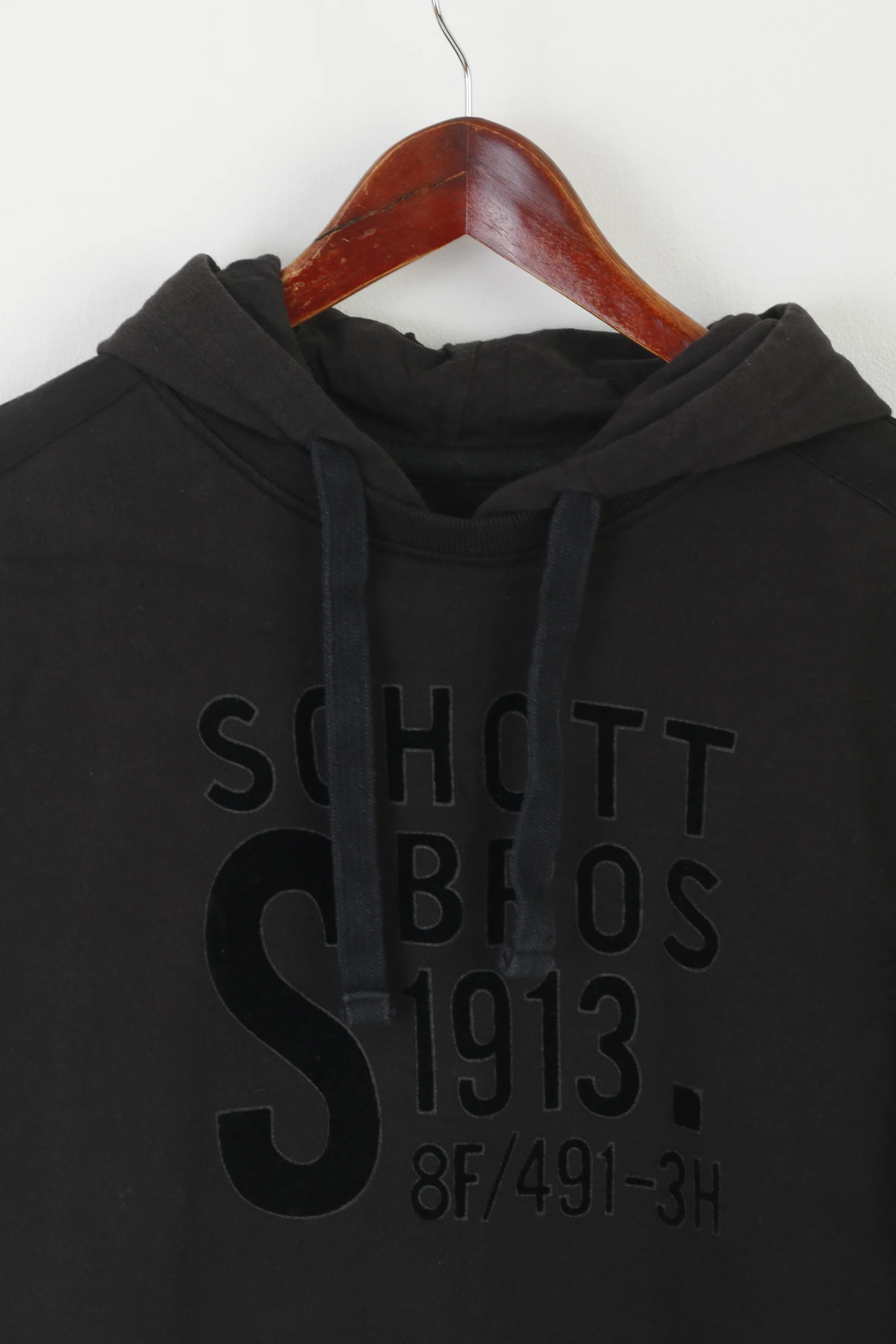 Schott NYC Men M (S) Sweatshirt Black Cotton Hooded Bros Logo Army Top - Image 2