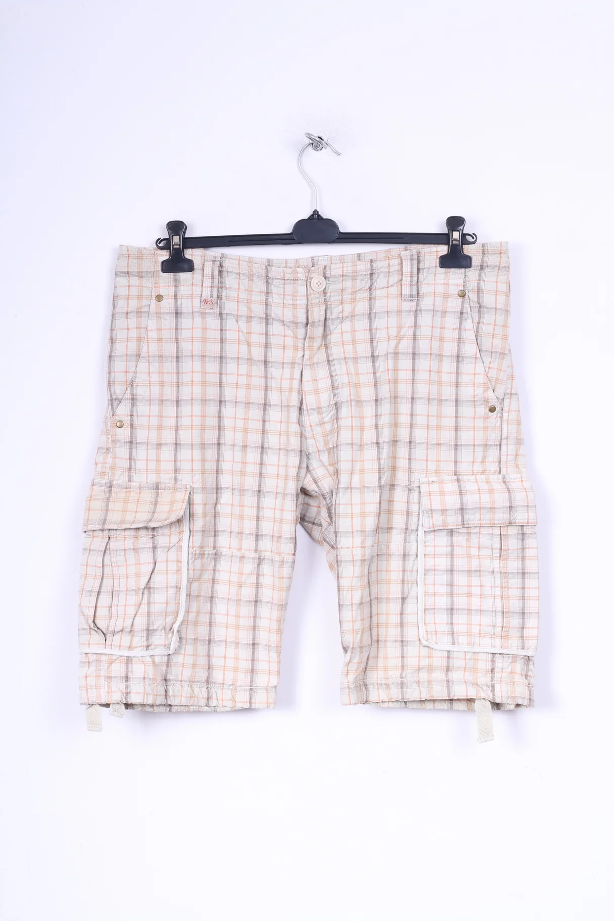 Scotch Co. Mens 36 Casual Shorts Cargo Combat Check Beige Cotton