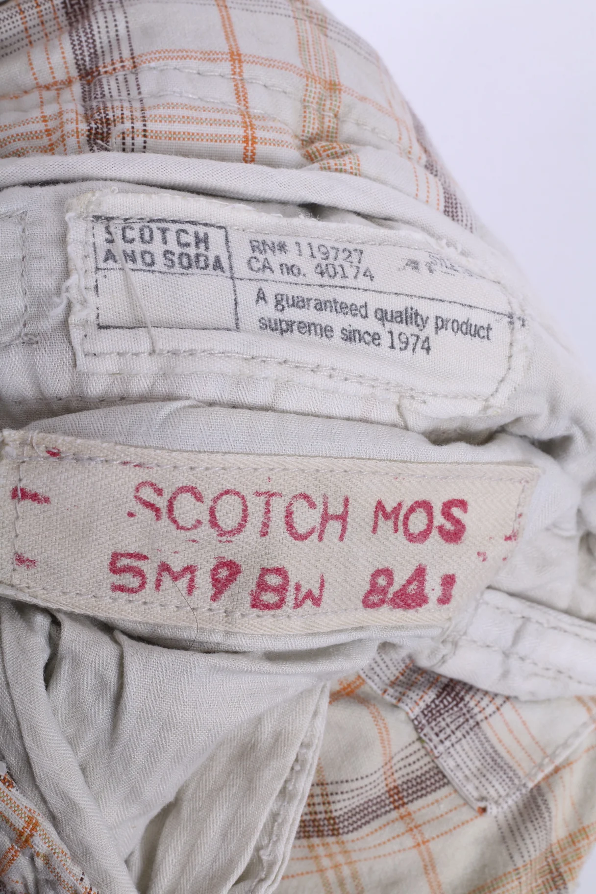 Scotch Co. Mens 36 Casual Shorts Cargo Combat Check Beige Cotton - Image 5