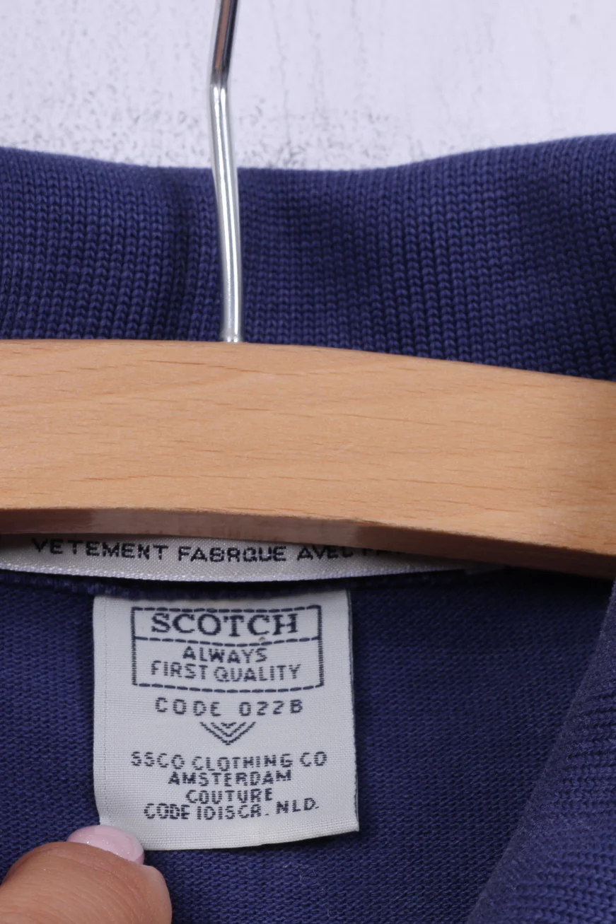 Scotch Mens M Polo Shirt Navy Buttons Detailed Short Sleeve Top - Image 4