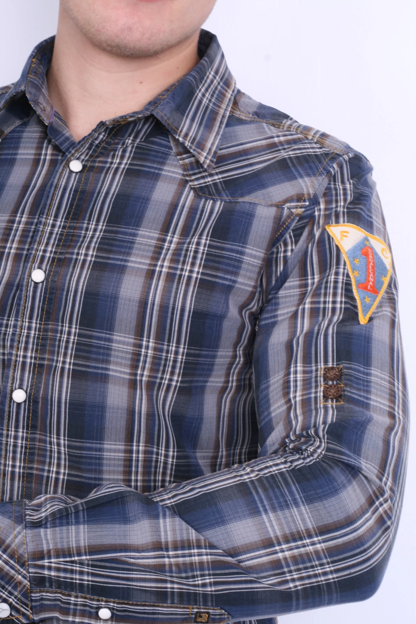 Scotch&Soda Mens M Casual Shirt Check Luxury Dark Grey Cotton - Image 6