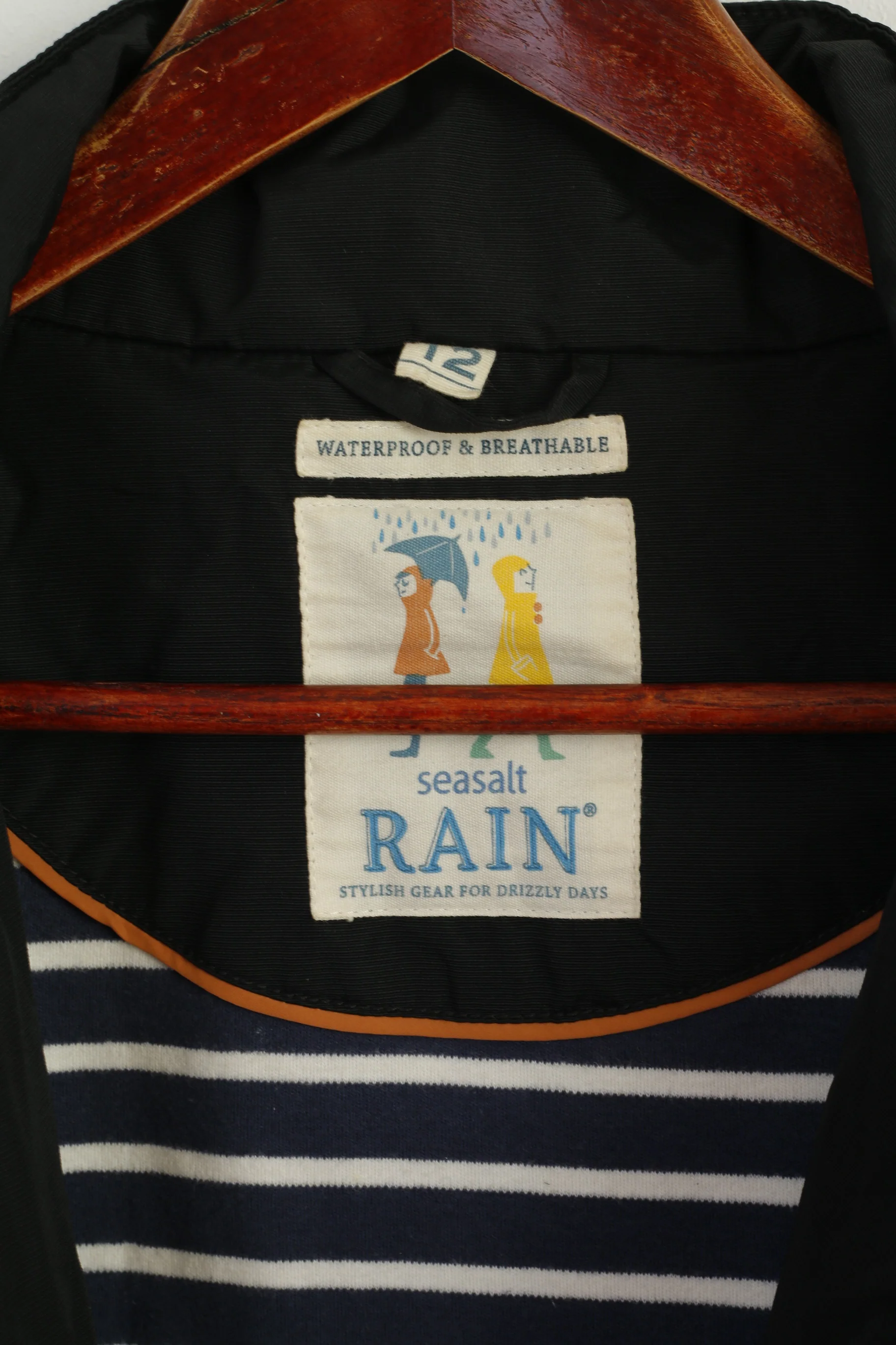 Seasalt Women 12 M Rain Coat Black Waterproof Breathable Full Zipper Casual Top - Image 5