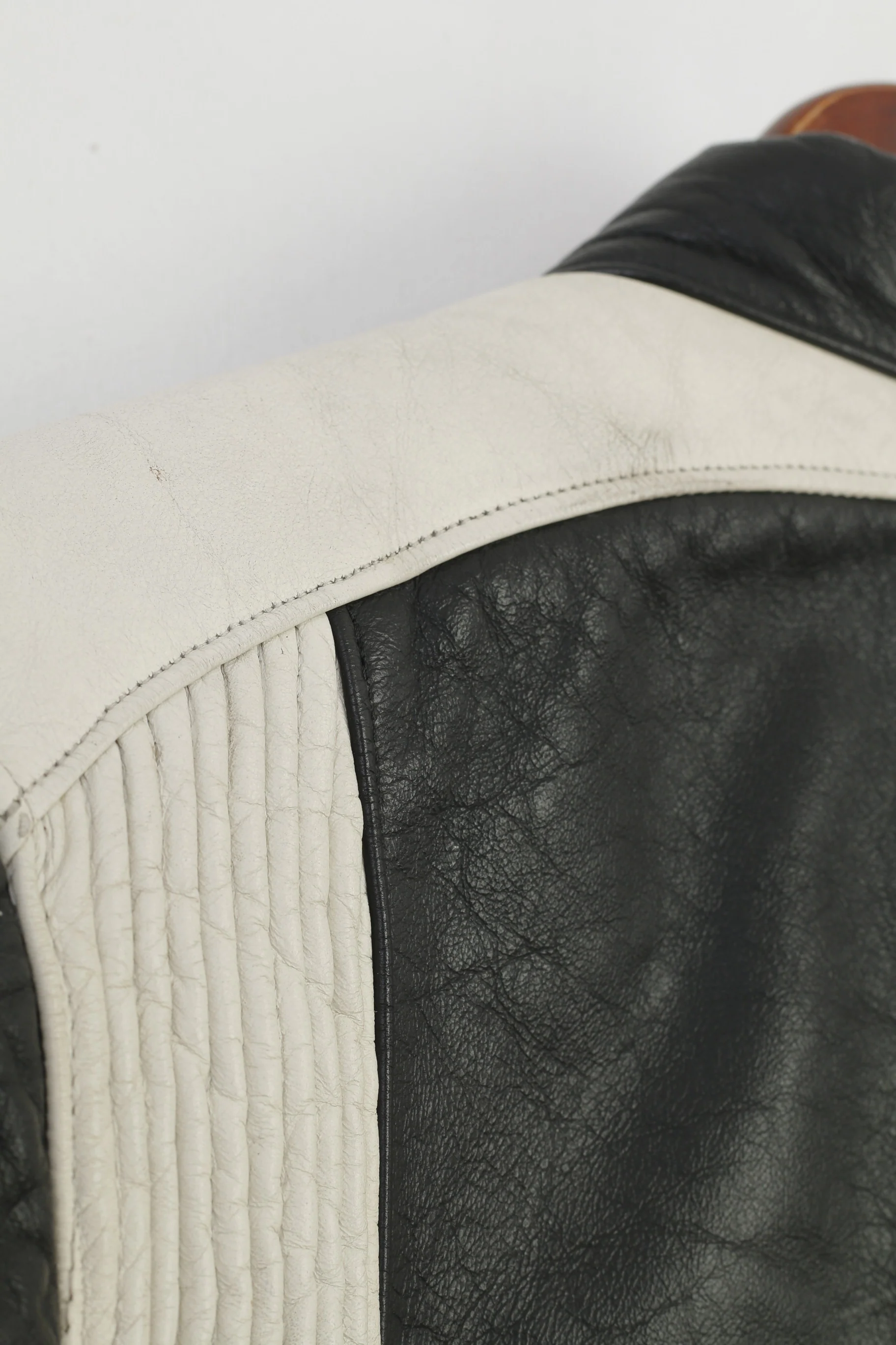 Segura Men 44 S Jacket Leather  Vintage Black White  Full Zipper Motorcycle Sport Racing Top - Image 12
