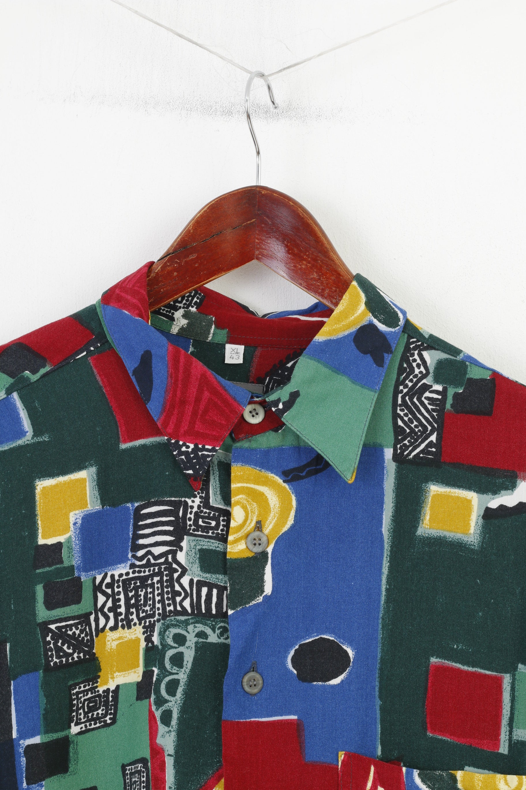 Seiden Sticker Men XL Casual Shirt Multi Color Geometric Print Long Sleeve Classic Top - Image 2