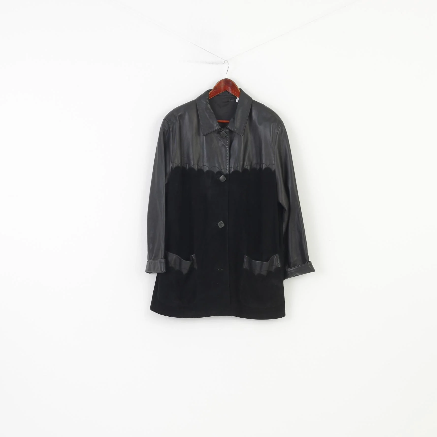 Sergio Morini Women 48 XL Jacket Black Soft Leather Single Breasted Italy Vintage Bottoms Collar Top - Image 2