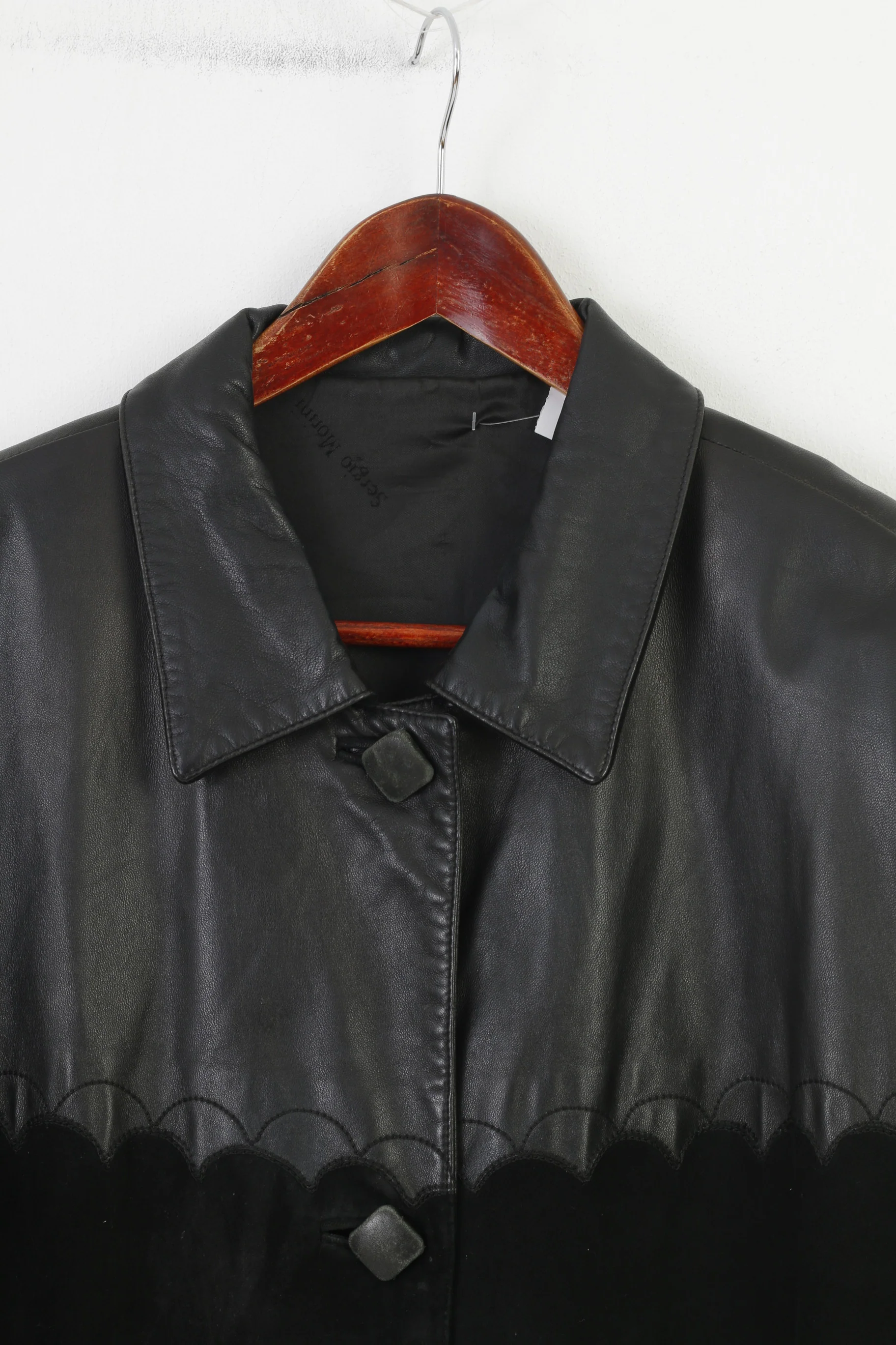 Sergio Morini Women 48 XL Jacket Black Soft Leather Single Breasted Italy Vintage Bottoms Collar Top - Image 3