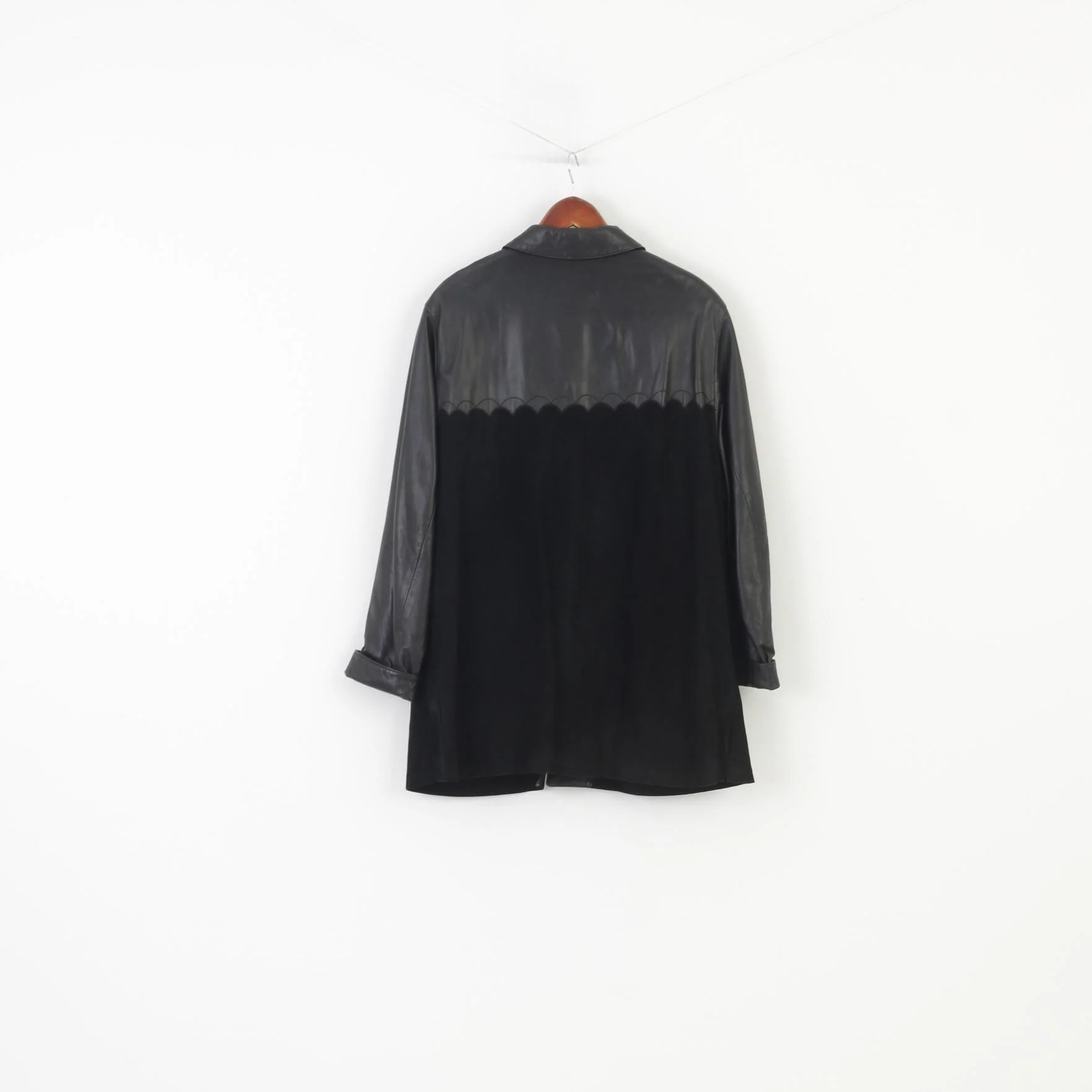 Sergio Morini Women 48 XL Jacket Black Soft Leather Single Breasted Italy Vintage Bottoms Collar Top - Image 8