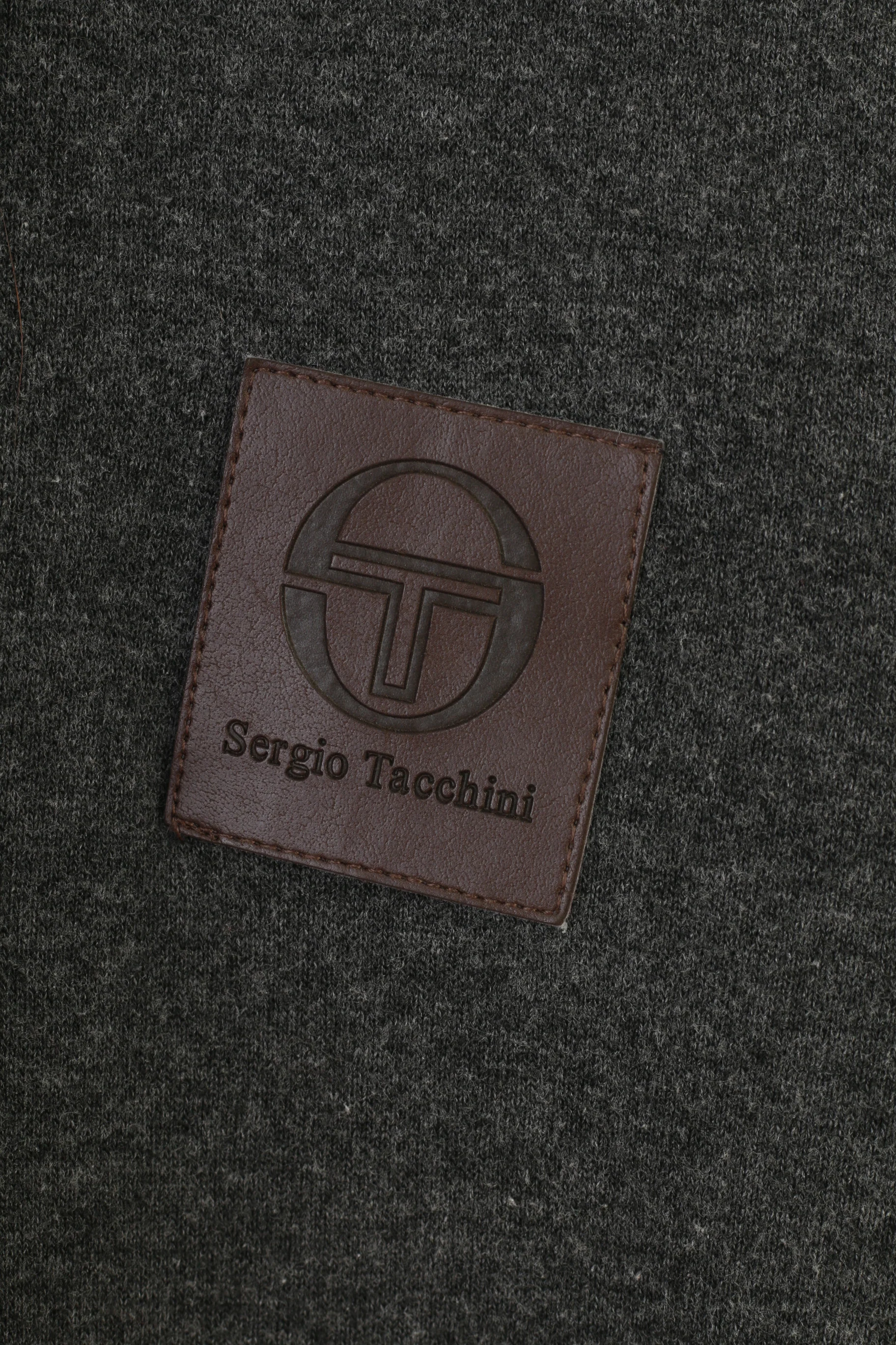 Sergio Tacchini Men S Sweatshirt Grey Hoodie Cotton Pads Zip Neck Vintage Top - Image 4