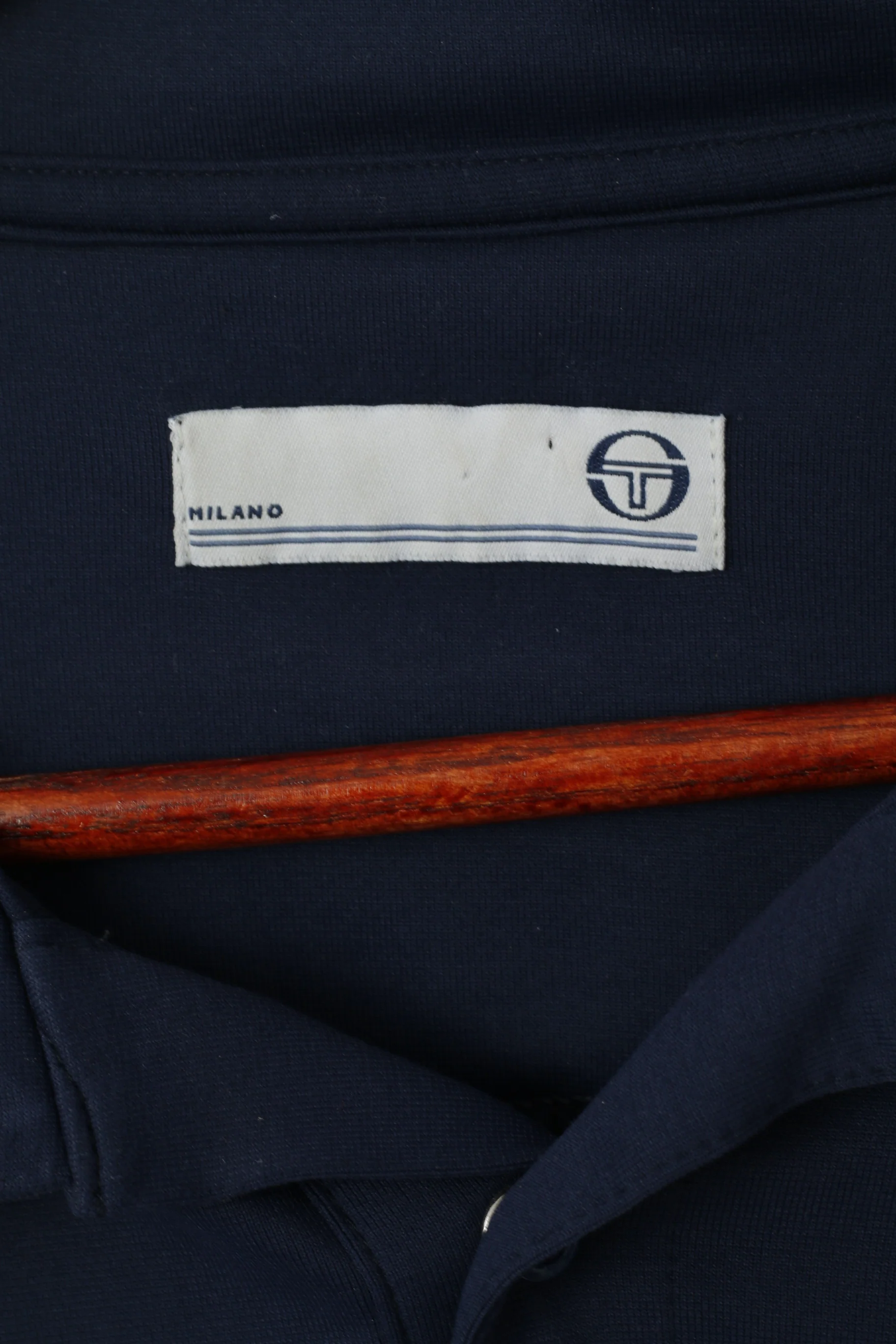 Sergio Tacchini Men XXL Polo Shirt Navy Italy Nylon Stretch Plain Classic Top - Image 3