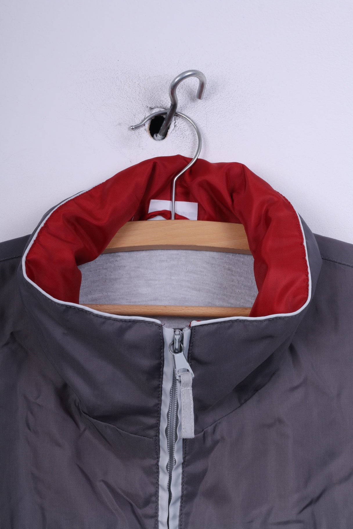 Shamp Mens M Rain Jacket Nylon Grey Lightweight Full Zipper Hidden Hood Unisex - Image 2