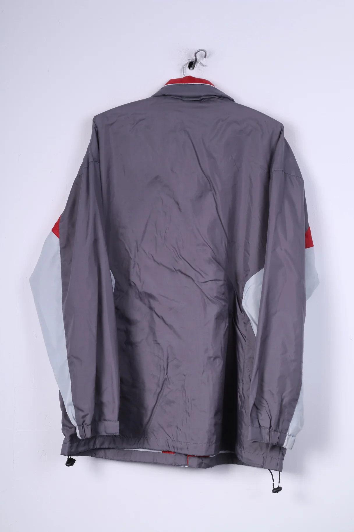 Shamp Mens M Rain Jacket Nylon Grey Lightweight Full Zipper Hidden Hood Unisex - Image 6