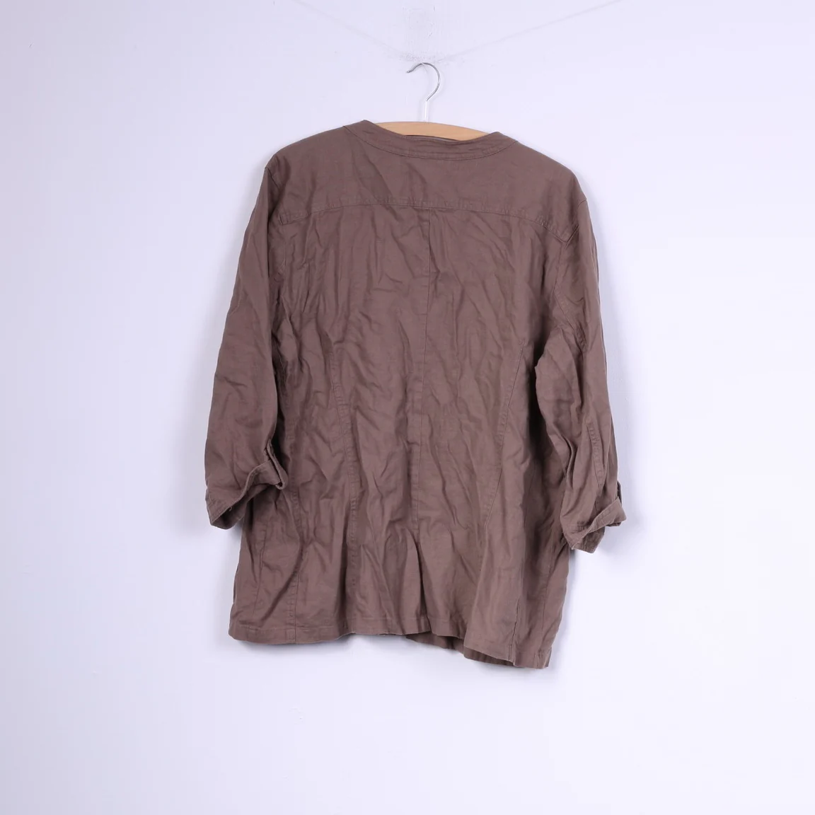 Signature Experience Womens XXL Casual Shirt Taupe Pocket Linen Short Sleeve Top - Image 6