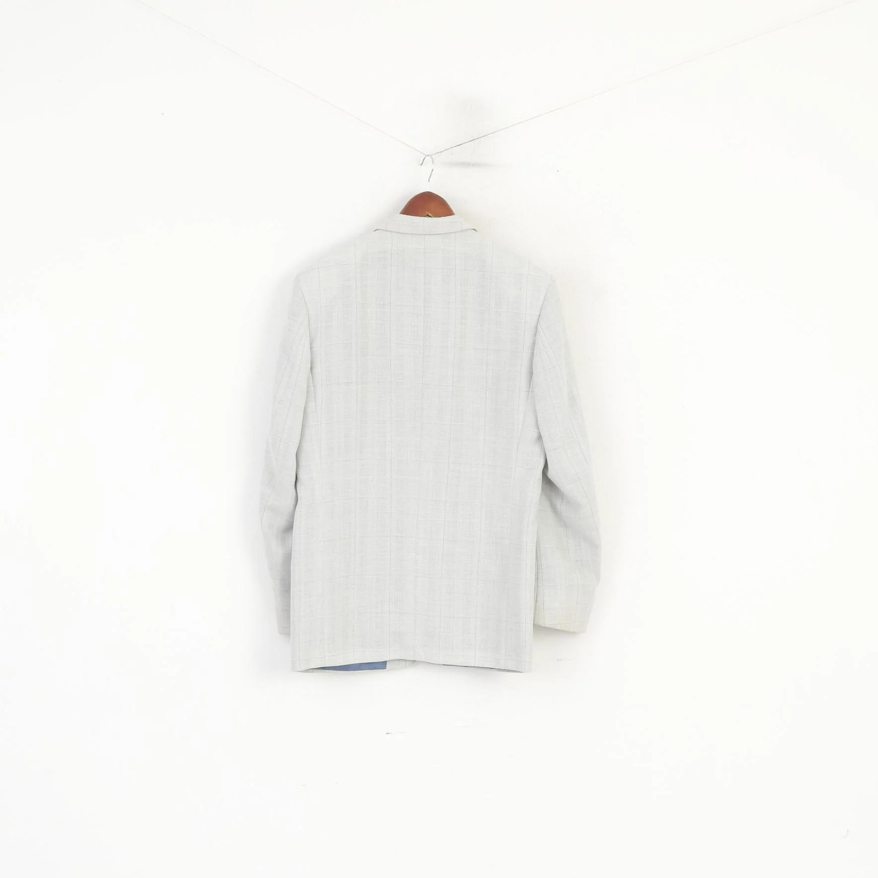SIR di Lucci Men 55 42 Blazer Grey Check Wool Linen Detailed Single Breasted Jacket - Image 8