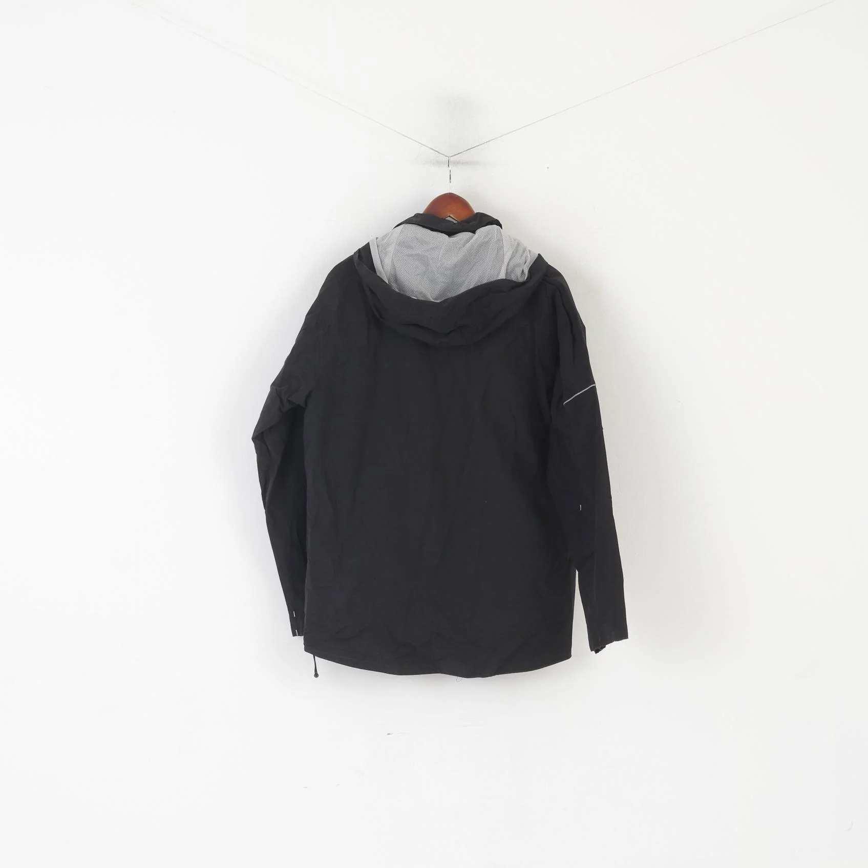 Slazenger Men L Jacket Black Cotton Nylon Hooded Outdoor Full Zipper Vintage Top - Image 7